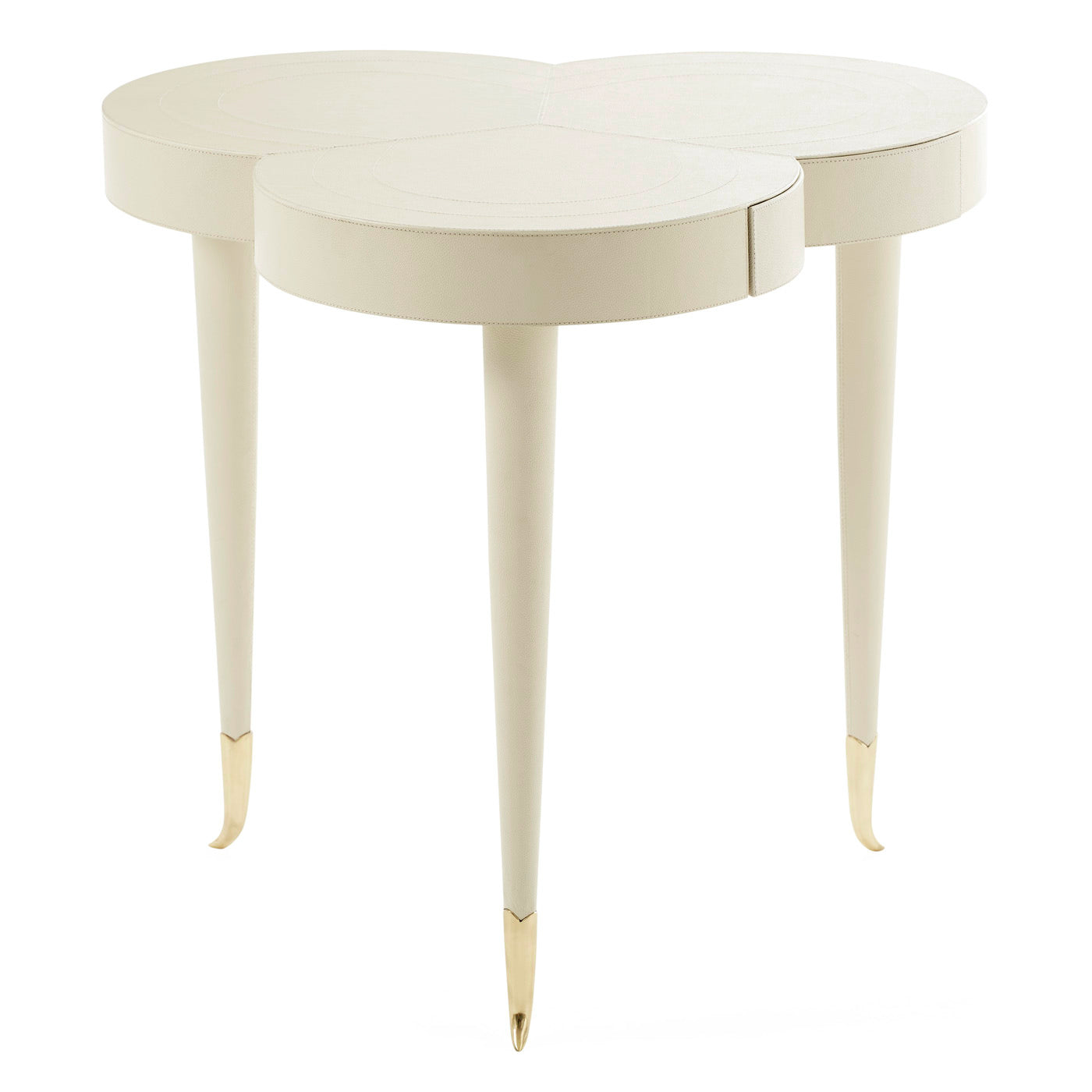 Premium Genuine Leather Trefoil Side Table - Handcrafted Boho Chic Coffee Table for Living Room, Bedroom & Patio - Stylish Home Decor Accent Piece