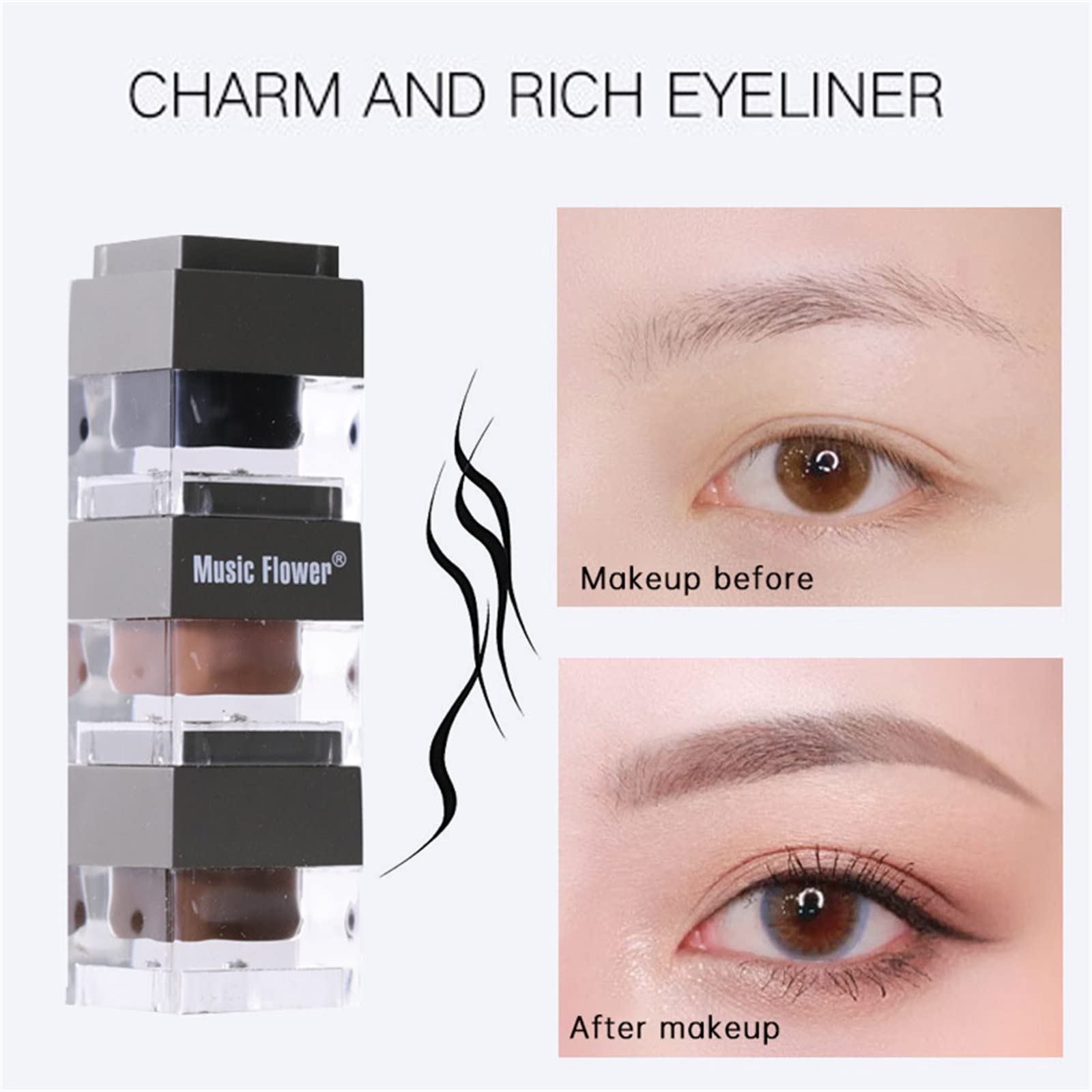 Waterproof Black & Brown Gel Eyeliner Set - 3 Pcs Long Lasting Smudge Proof Eyeliner Makeup Kit with 2 Professional Eye Makeup Brushes | Perfect for Day to Night Makeup, Party & Special Occasions