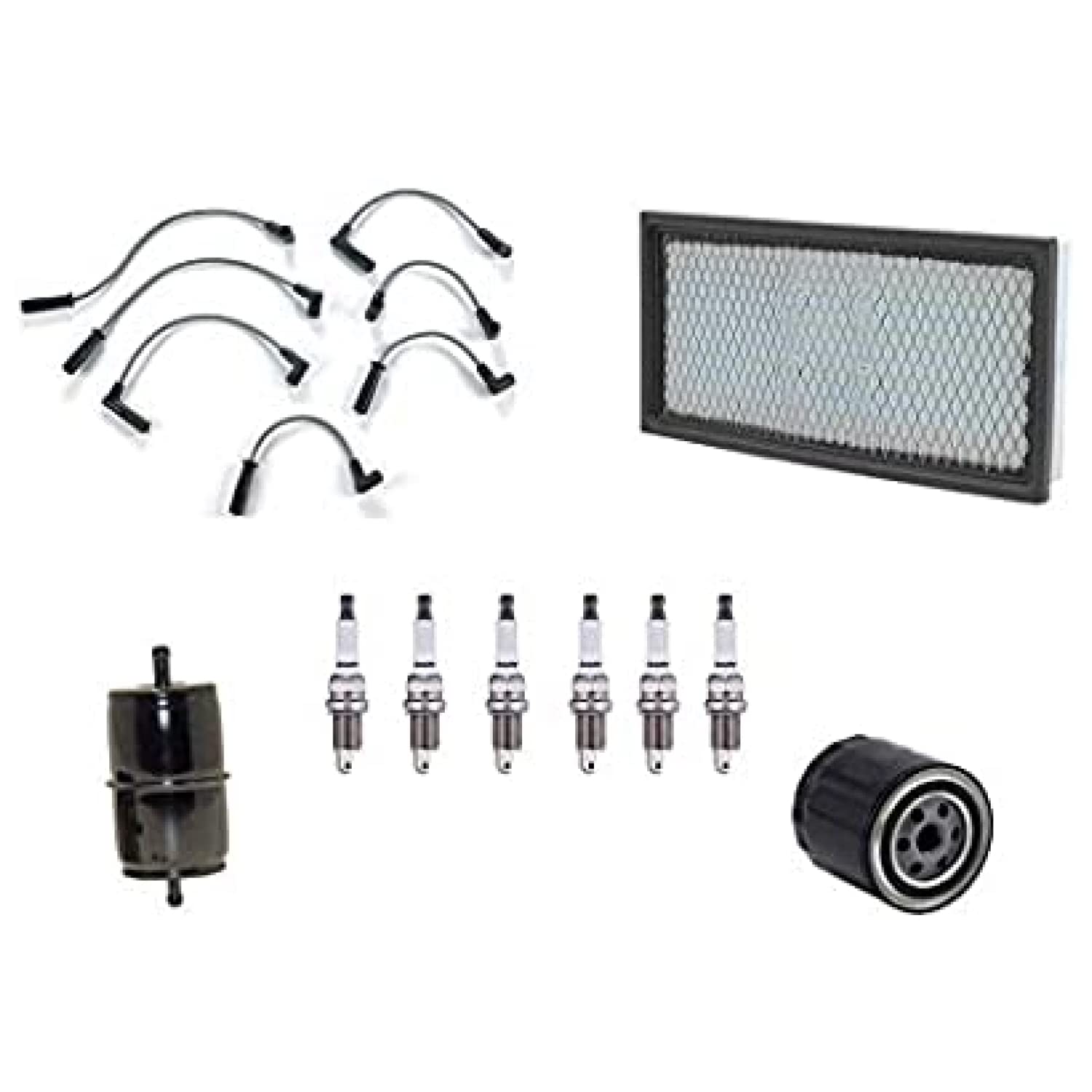 High-Performance Ignition Wires, Spark Plugs, Oil & Air Filter Kit for 1991-1996 Jeep Cherokee 4.0L - Engine Maintenance & Tune-Up Parts for Off-Roading & Daily Driving