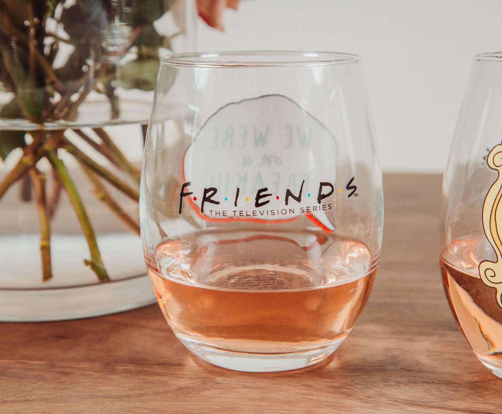 Friends TV Show Iconic Quotes Stemless Wine Glasses Set of 4 - Perfect for Parties, Gifts & Home Decor
