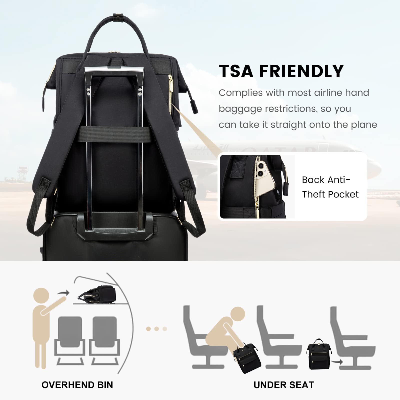 LOVEVOOK Women's Waterproof Laptop Backpack Purse - 15.6 Inch Business Travel Computer Bag with USB Charging Port for Work, School, Nursing & Teaching | Perfect for Office Professionals, Students & Healthcare Workers