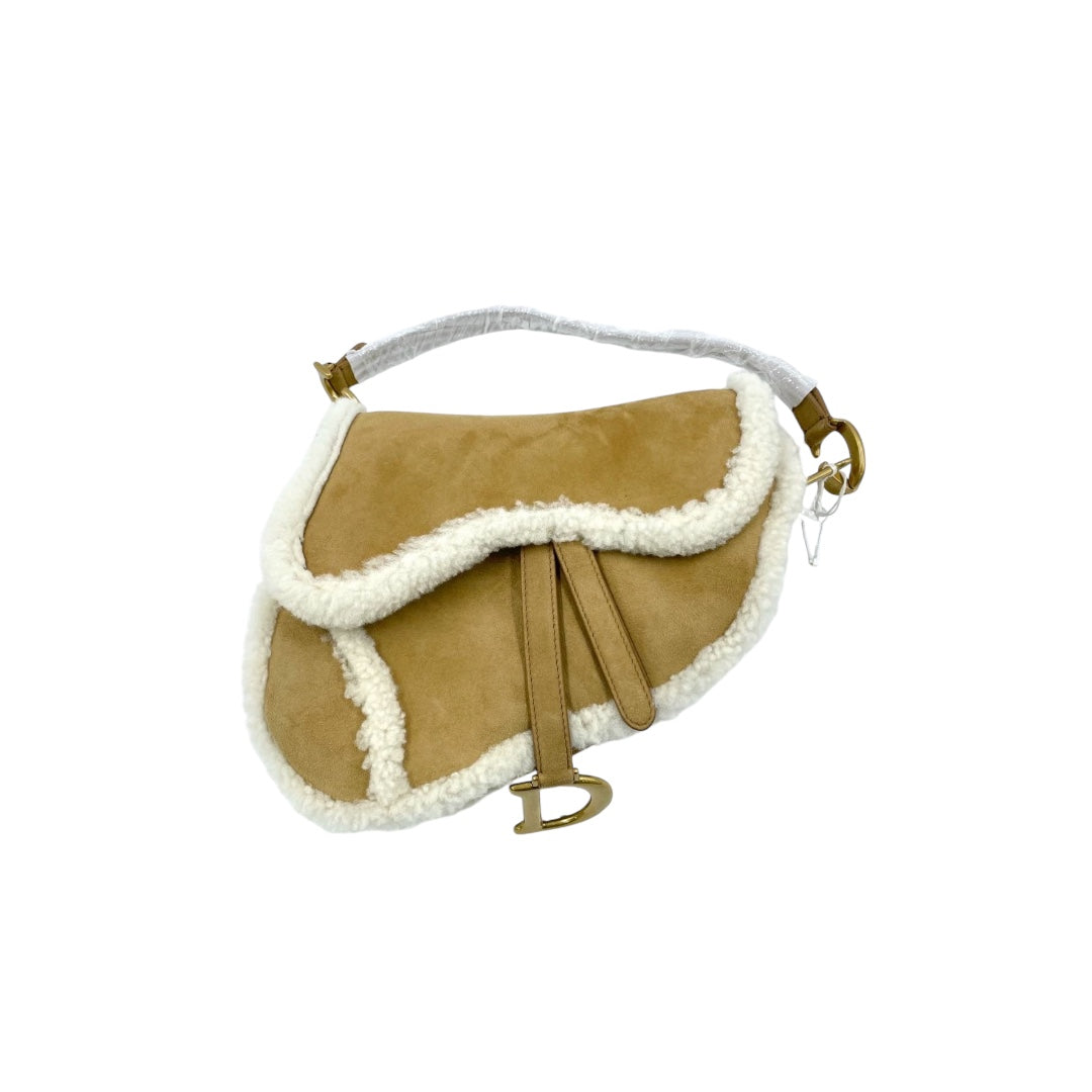 Authentic Dior Caramel Shearling Saddle Bag - Luxury Designer Handbag for Women | Perfect for Date Night, Parties & Special Occasions