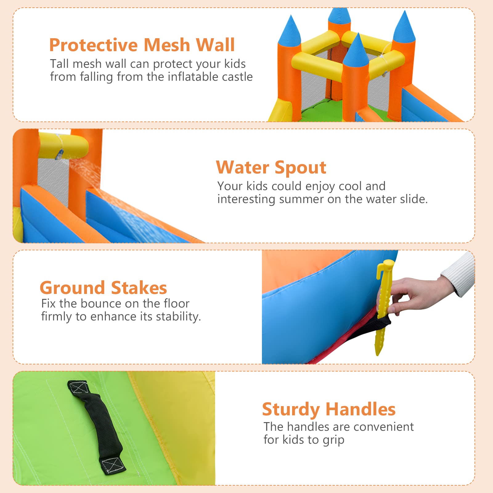 **HONEY JOY Inflatable Water Slide - Giant Backyard Water Park Castle with Climbing Wall & Splash Pool | Bouncy House for Kids & Adults | Outdoor Blow Up Water Slides for Summer Parties, Birthdays & Family Fun (Blower Not Included)**