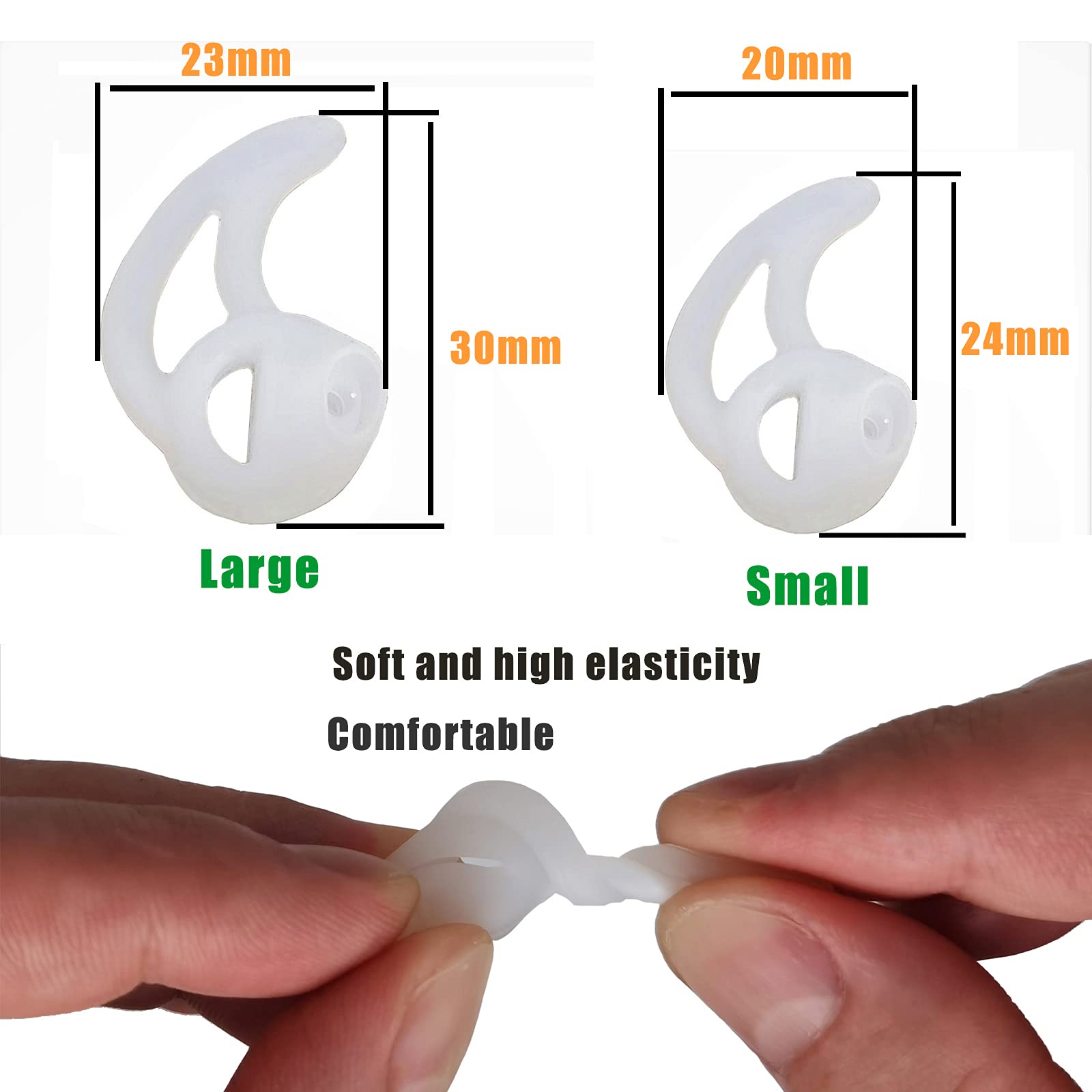Premium Silicone Fin Ear Mold for Two-Way Radio Earpiece Replacement - Surveillance & Police Headset Earbud Tips (2 Pairs - Large & Small Sizes) | Secure Fit for Law Enforcement, Security & Communication Professionals