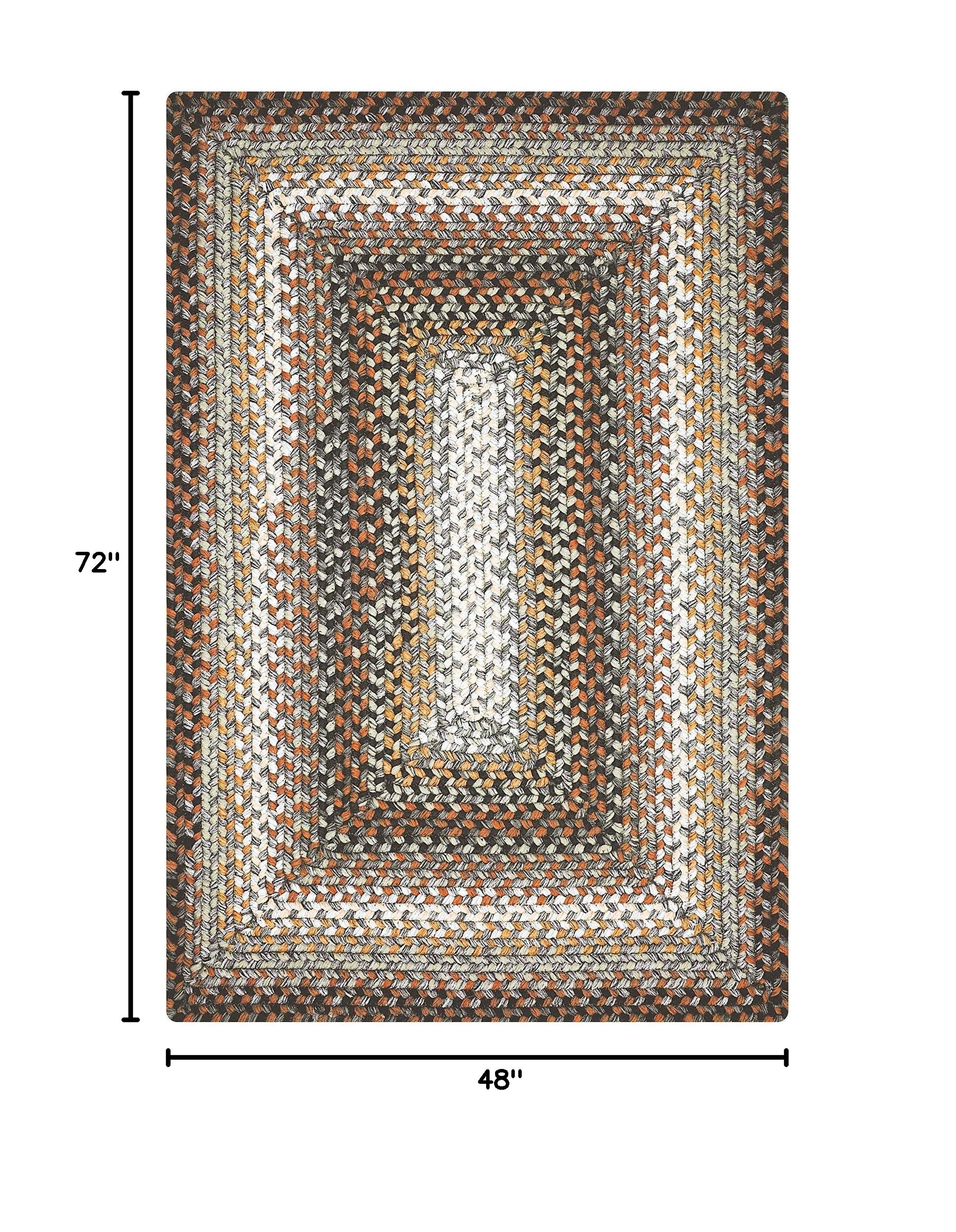 Washable Indoor Outdoor Braided Area Rug - Reversible, Stain Resistant, Pet Friendly - Farmhouse & Rustic Modern Style - Grey, Black, Brown - 4' x 6' - Perfect for Deck, Patio, Living Room & Bedroom