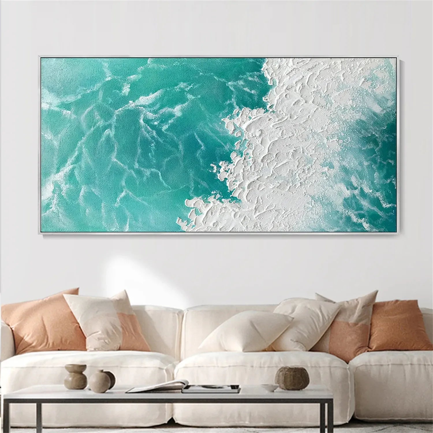 Ocean and Sky Painting #OS 170 - Handmade Seascape Wall Art for Home Decor, Office, Living Room & Bedroom