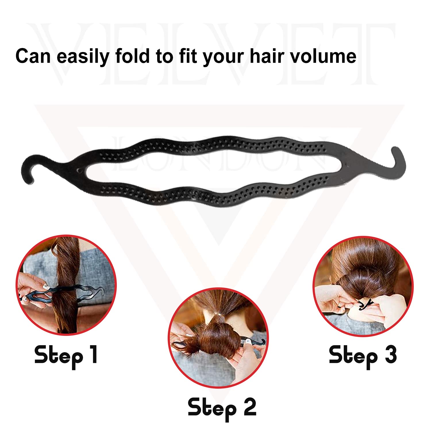 2Pcs Plastic Hair Bun Maker - Black Hair Twist Styling Clip Roller Stick for Easy Updos | Magic Roll Bun & Twist Braiding Tool | Hair Accessories for Women, Girls | Perfect for Parties, Weddings & Everyday Styling