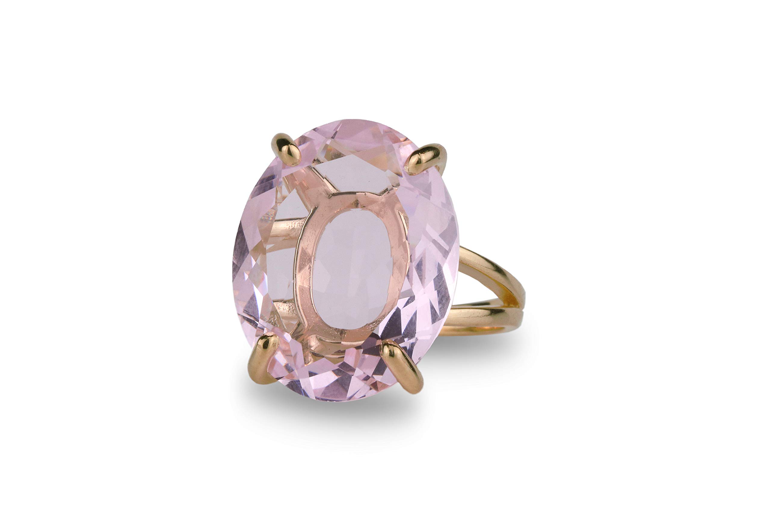16x20mm Rose Quartz Gemstone Ring for Women - 14k Rose Gold Oval Ring - Handmade Elegant Jewelry for Occasions, Gifts & Everyday Wear | Perfect for Valentine's Day, Anniversary & Date Night
