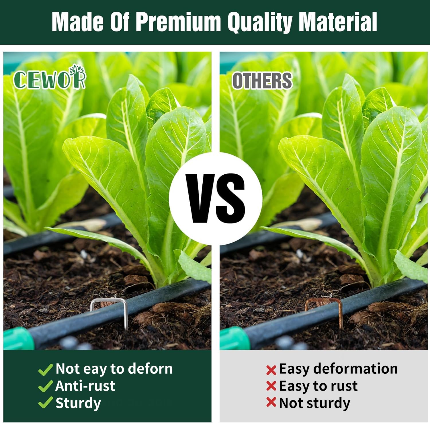 CEWOR 500 Pack 6 Inch Galvanized Landscape Staples - 11 Gauge U-Shaped Garden Stakes for Lawn, Yard & Ground Fabric | Heavy Duty Fence Pins for Landscaping, Drip Irrigation & Weed Barrier Installation | Perfect for Securing Landscape Fabric, Garden Netting & Irrigation Systems