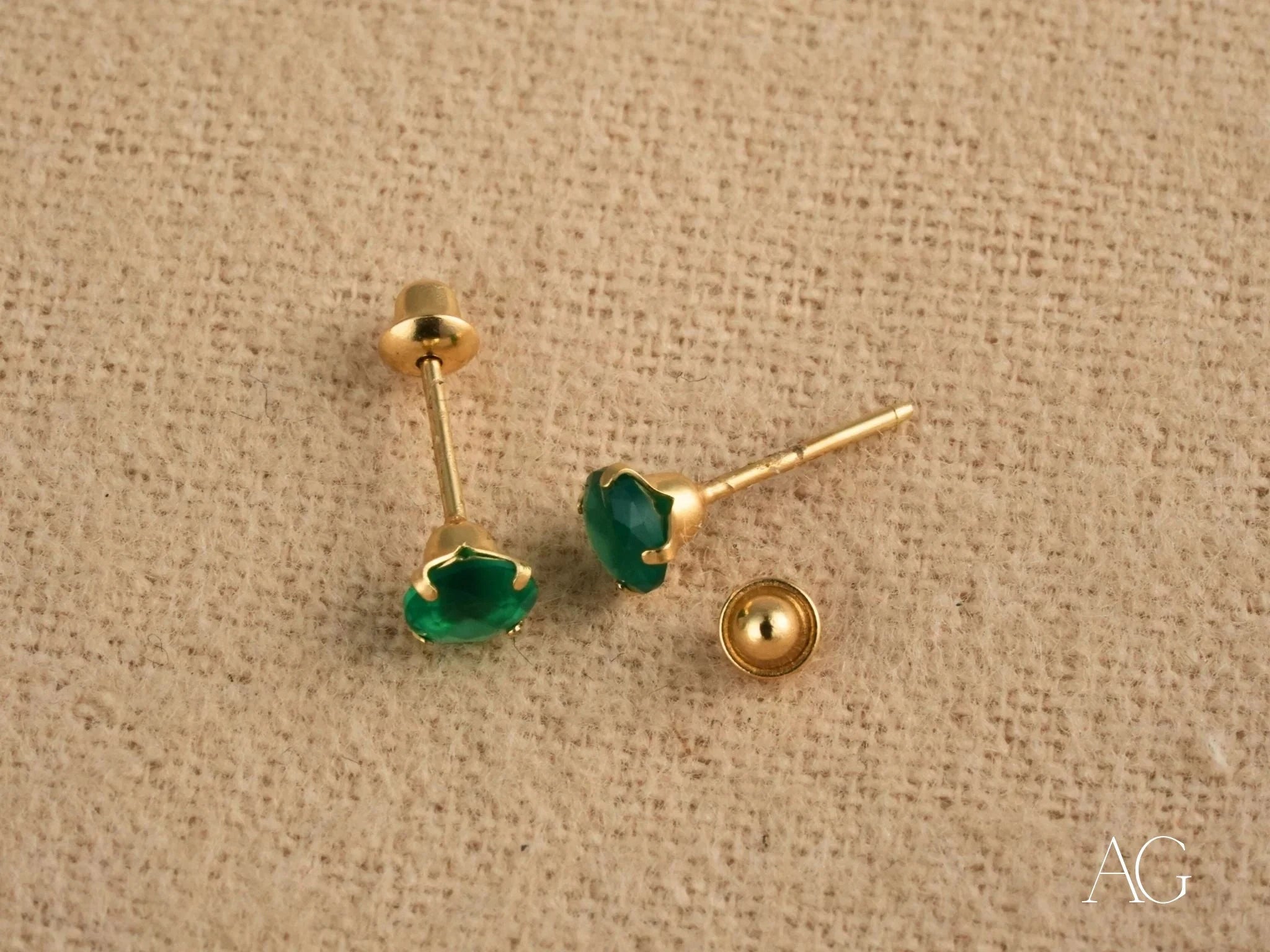 18K Gold Green CZ Stud Earrings - Emerald Radiance for Women | Elegant Jewelry for Parties, Weddings & Everyday Wear