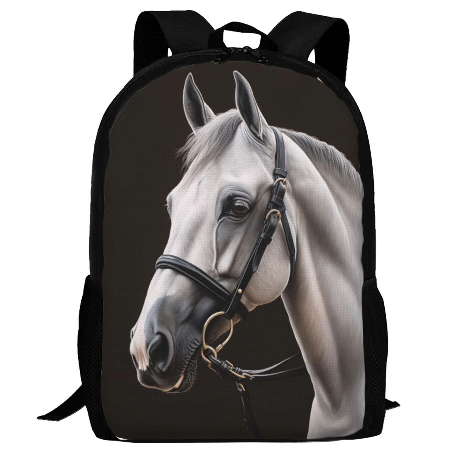 Stylish White Horse Backpack - Lightweight Adjustable Unisex Travel Backpack for Men & Women - Large Capacity Laptop Bag for Business, Office, School & Outdoor Activities - Perfect for Commuting, Hiking & Daily Use