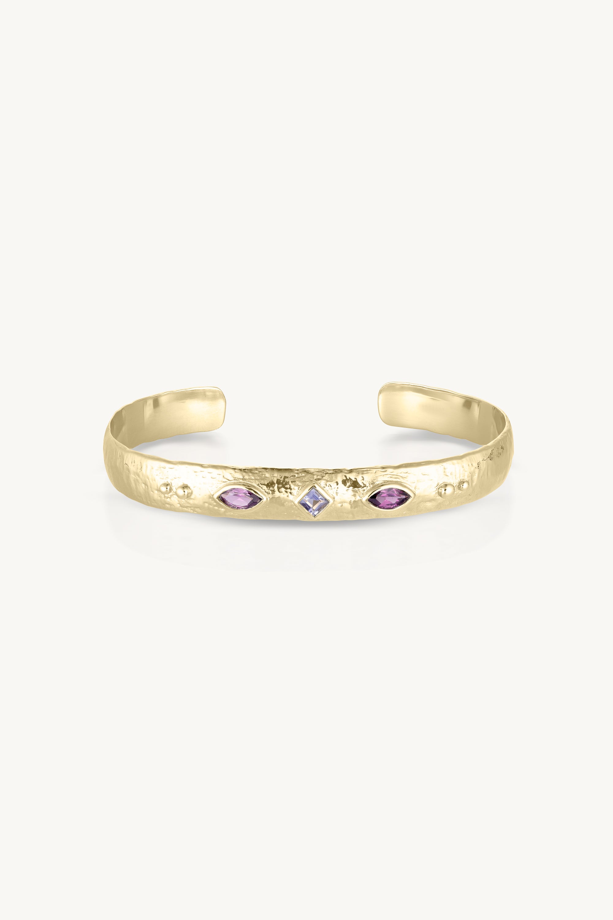 Exquisite Coronet Iolite & Rhodolite Gold Cuff Bracelet for Women - Elegant Jewelry Gift for Anniversary, Birthday & Special Occasions - Perfect for Evening Parties, Weddings & Formal Events