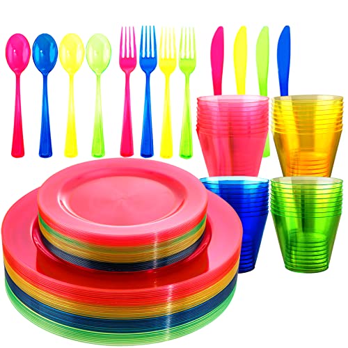 216pcs Neon Party Supplies Plates