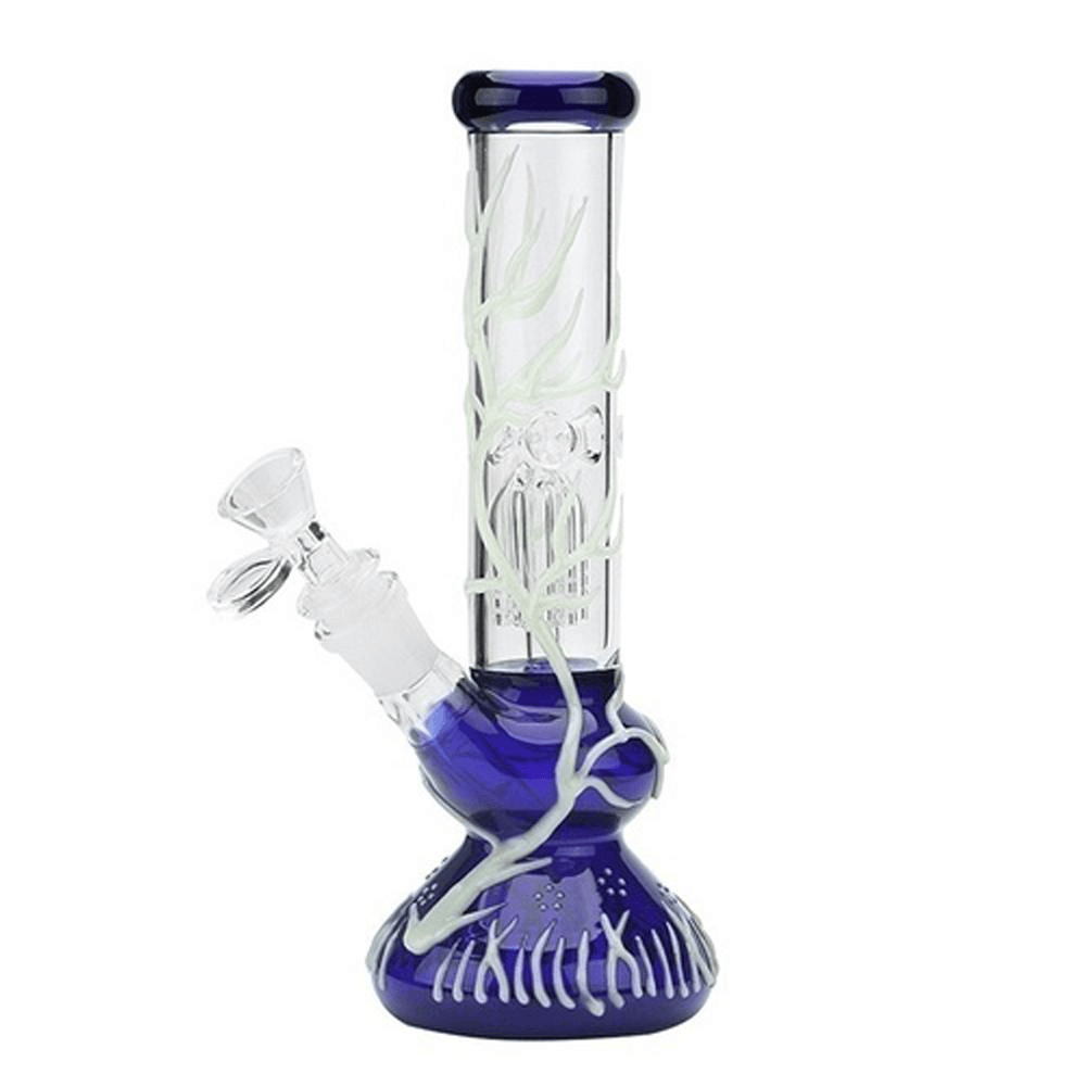 Vibrant Hand-Painted Glass Bong | Colorful Smoking Water Pipe with LED Lights | Portable & Lightweight for Travel, Parties, and Home Use