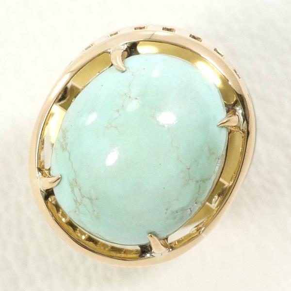 18K Yellow Gold Alloy Turquoise Brooch Pin - Elegant Vintage Jewelry for Women, Perfect for Weddings, Parties & Special Occasions