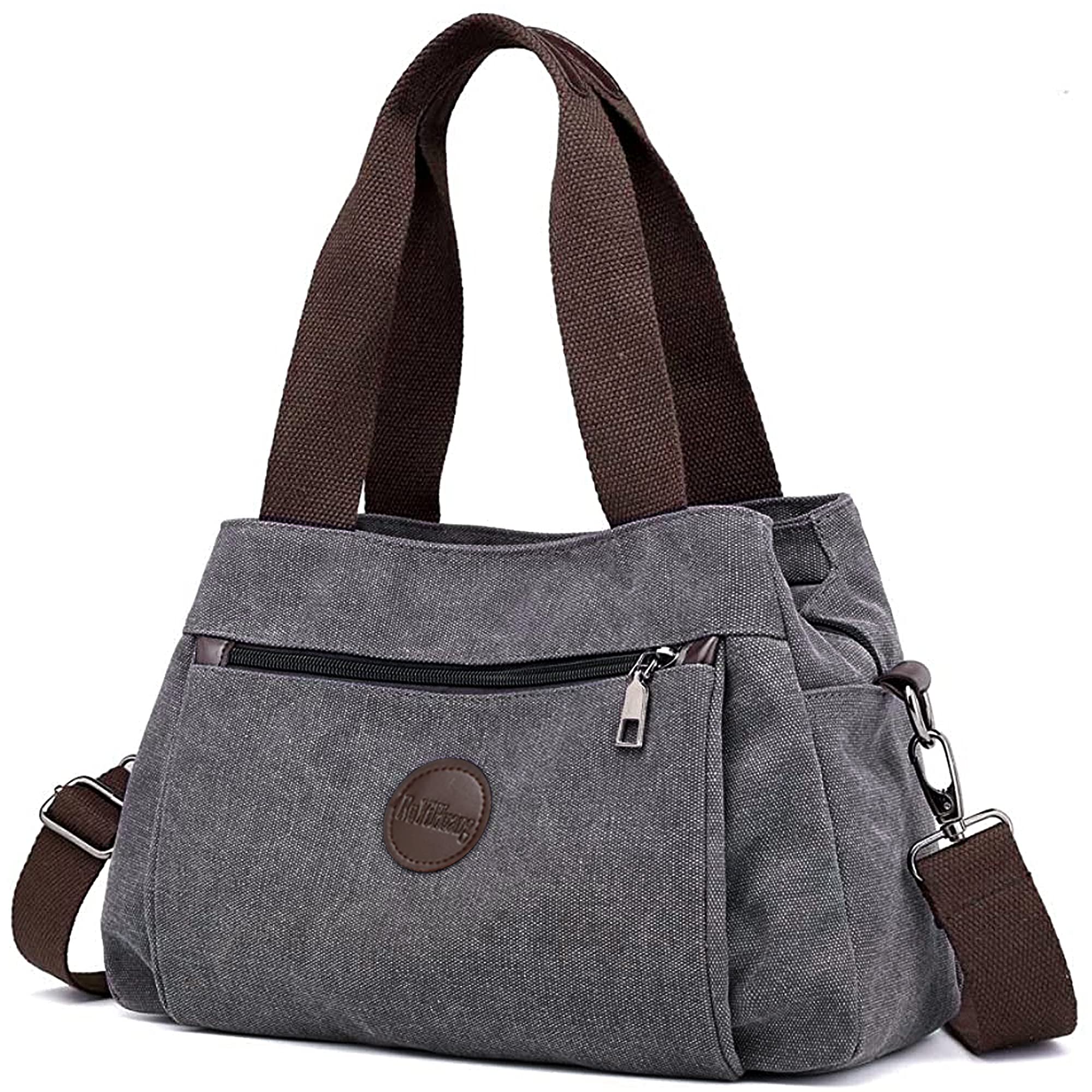 DORRISO Vintage Canvas Messenger Bag for Women - Stylish Shoulder Handbag, Multifunctional Purse for Travel, Work, Casual & Daily Use (Gray) - Perfect for Office, Commuting & Shopping