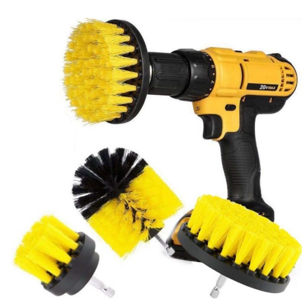 Drill Brush Powered Cleaning Brush with 360 Attachments - Multi-Surface Scrubber for Bathroom, Kitchen, Tile, Grout, Tub, Shower, Auto & Boat Floors (Yellow) - Perfect for Deep Cleaning Stubborn Stains in Hard-to-Reach Areas