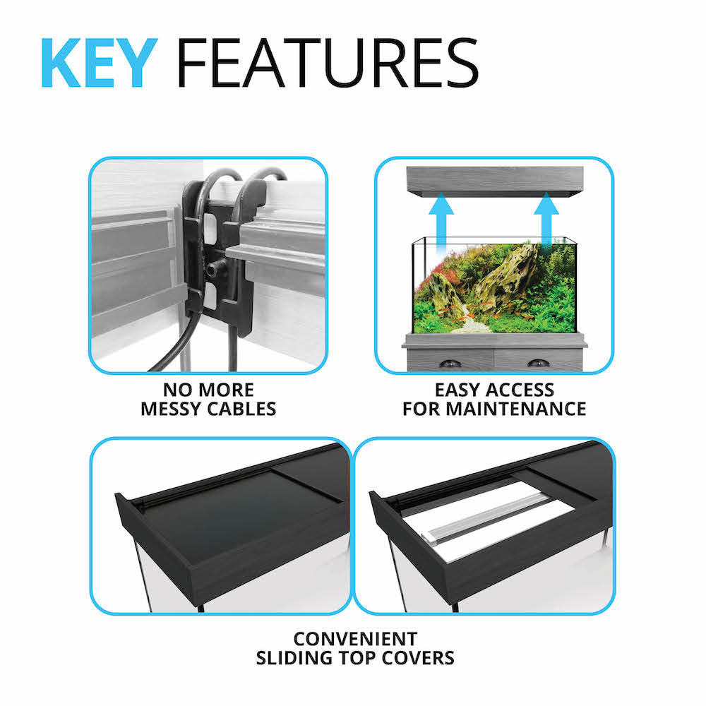 Fluval Shaker 66 Gallon Aquarium Kit with Black & White River Grey Oak Stand - Complete Fish Tank Set Includes Filtration & LED Lighting for Home or Office Aquascaping