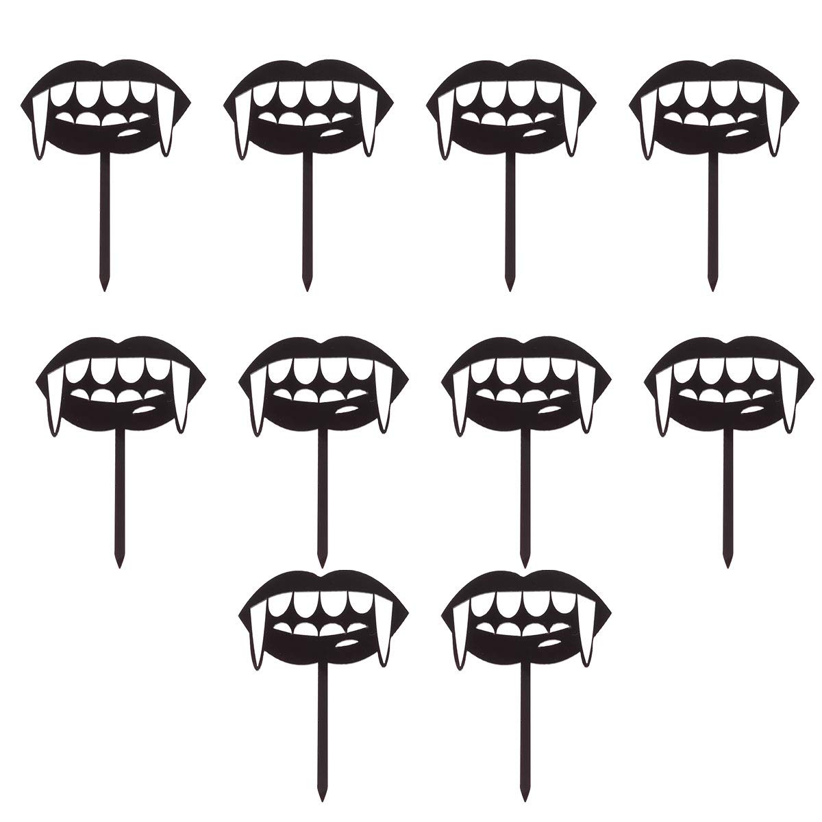 PRETYZOOM 10pcs Halloween Fangs Cake Toppers - Small Horror Teeth Decorations for Spooky Cakes, Cupcakes & Party Desserts | Perfect for Halloween Parties, Horror Themed Events & Creepy Dessert Displays