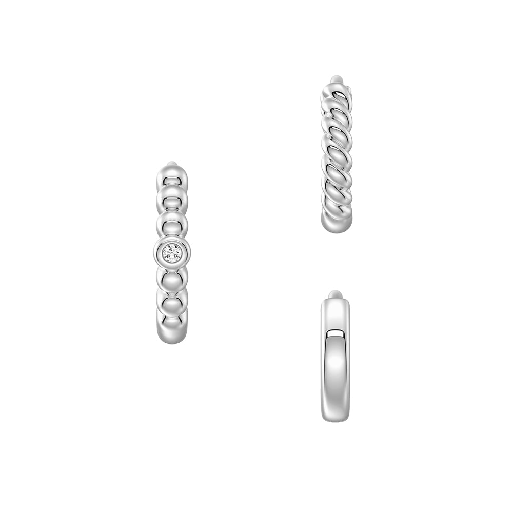 Lab Grown Diamond Triple Stack Hoop Earrings Set - Elegant 14K Gold Layered Earrings for Women | Perfect for Parties, Weddings & Everyday Wear