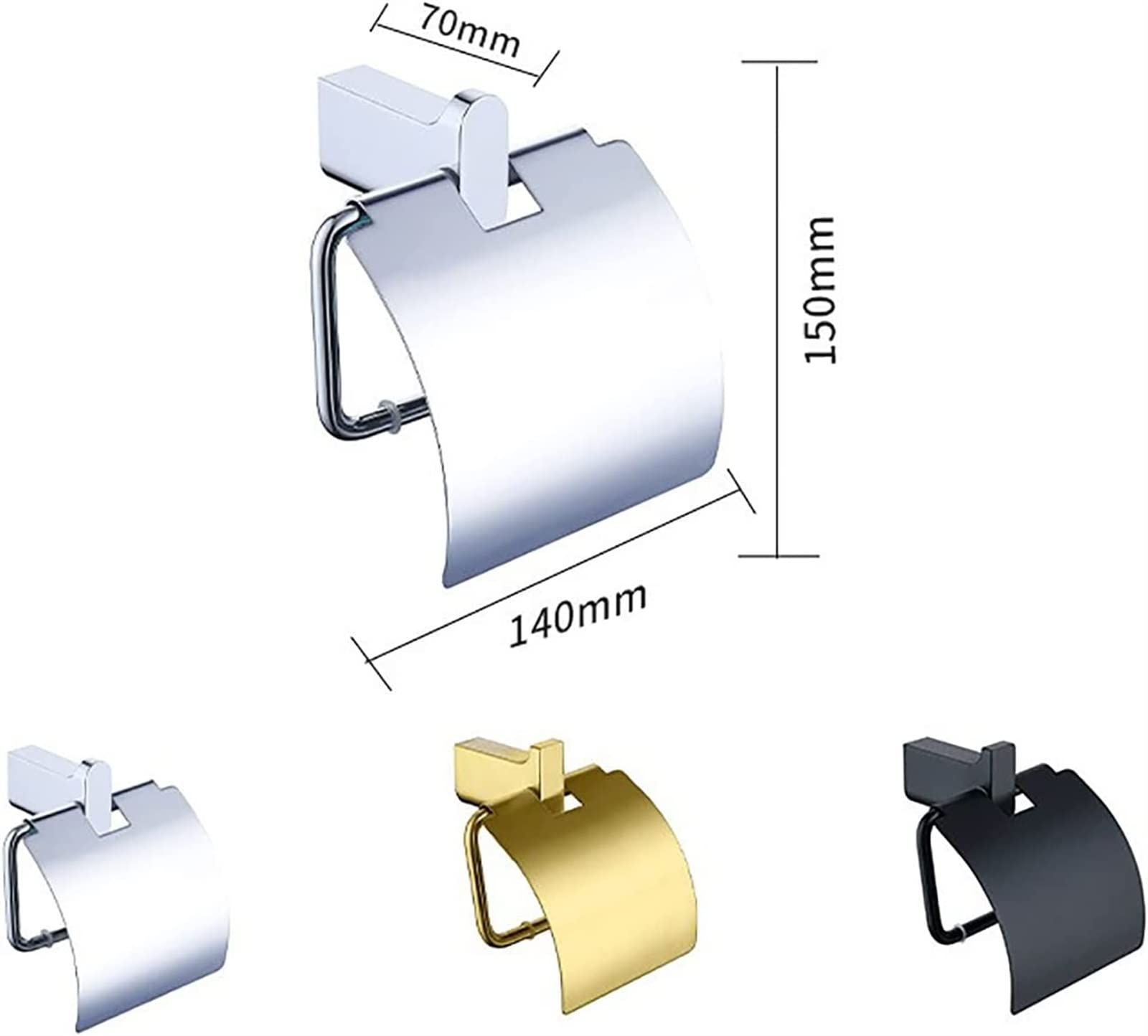 Stainless Steel Wall Mount Toilet Paper Holder with Cover - Durable Bathroom Tissue Roll Holder & Towel Rack for Home, Hotel, Kitchen (Black) - Perfect for Modern Bathrooms & Powder Rooms