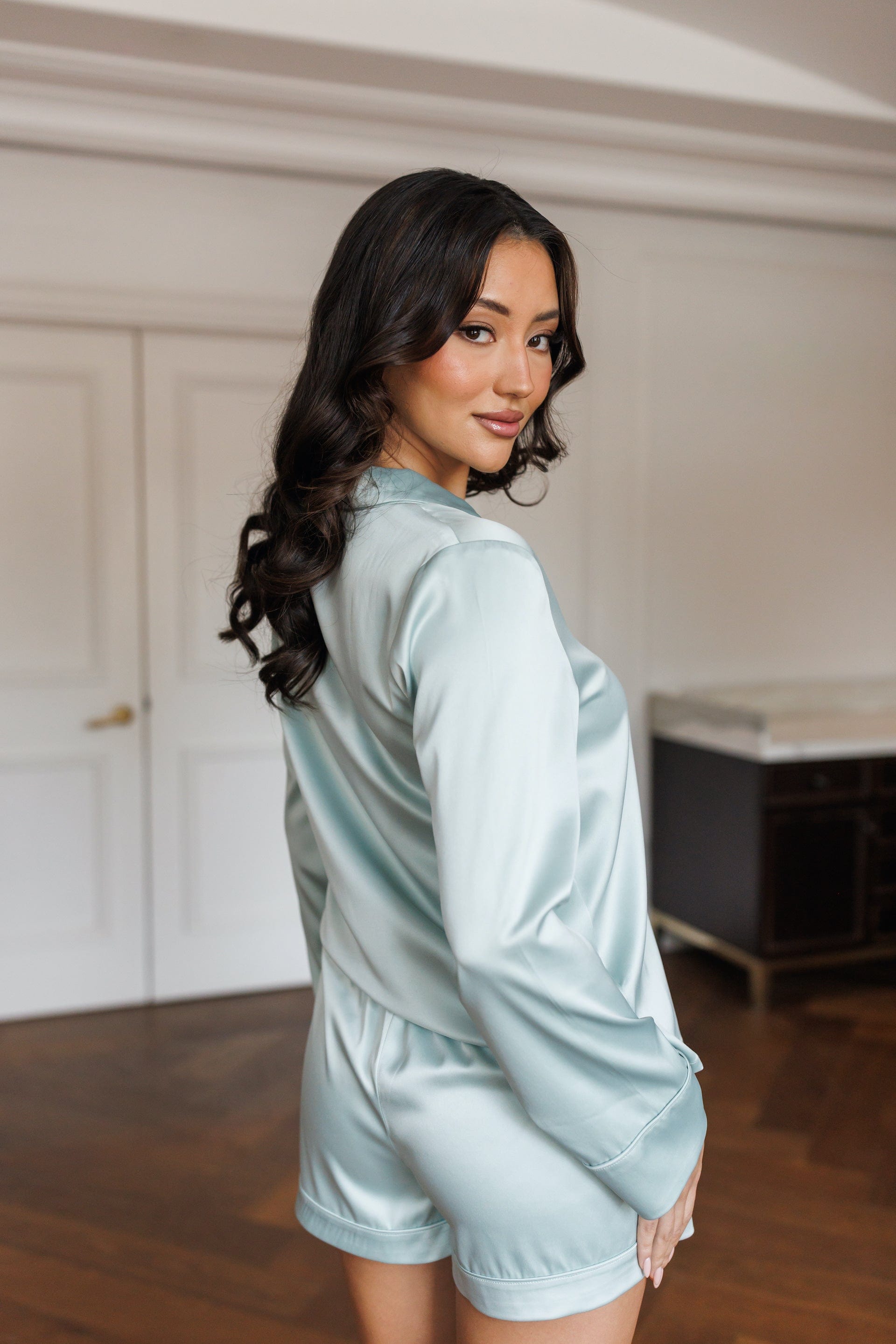 Zoe Premium Satin Bridesmaid Pajama Set - Soft Sage Green Sleepwear for Women - Perfect for Bachelorette Parties, Bridal Showers & Wedding Morning Prep