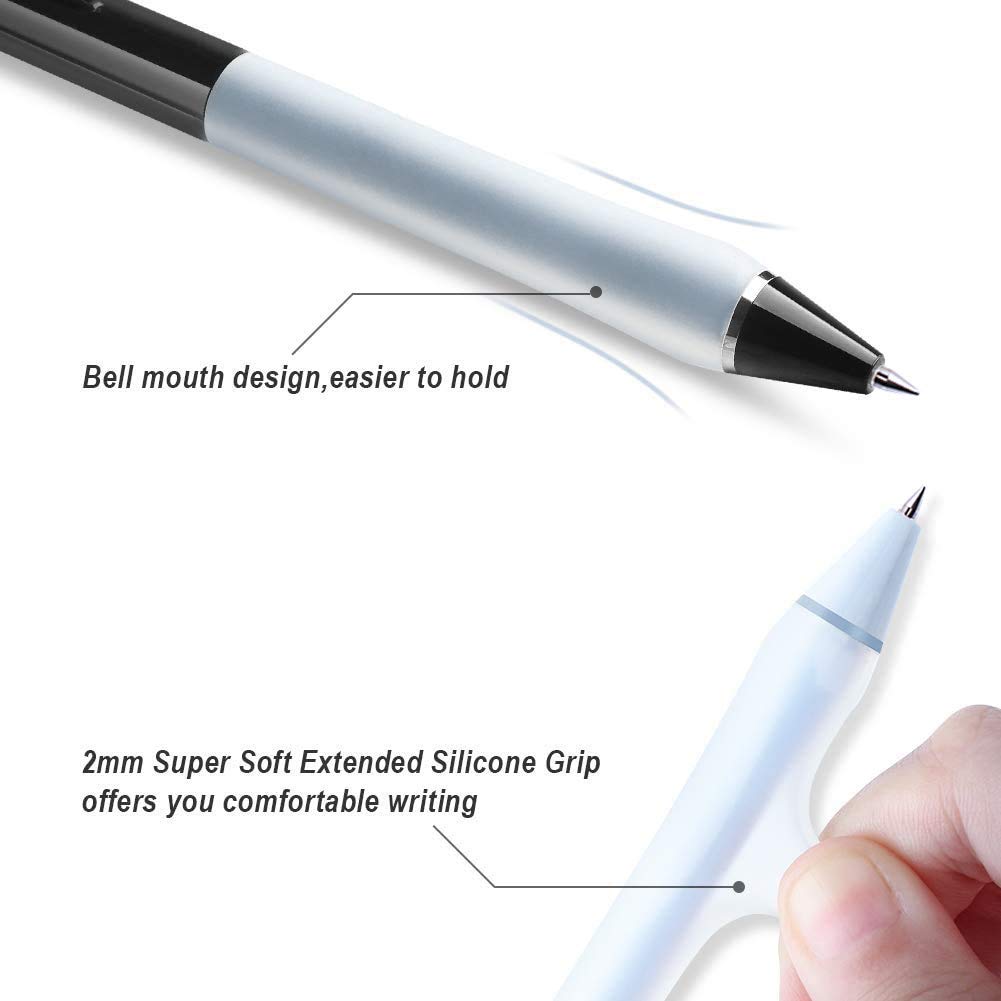 WRITECH Retractable Gel Pens 0.7mm Medium Point - Quick Dry No Bleed Ink, Soft Touch Comfort Grip (6 Pack, Black Blue Red) for Smooth Writing, Note Taking, Journaling, Office Work & School Supplies