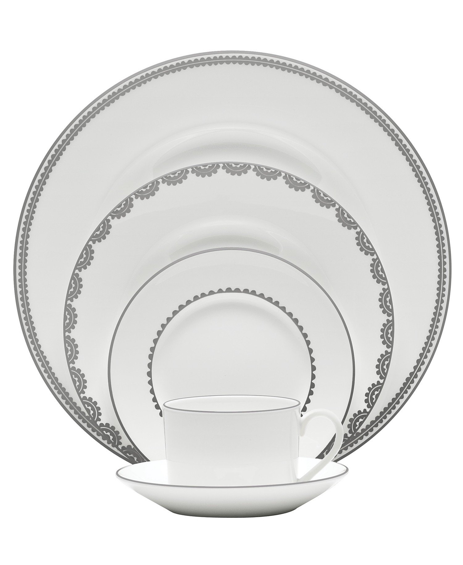 Vera Wang Wedgwood Vera Flirt 5-Piece Dinnerware Set - Elegant Porcelain Plates, Bowl & Cup for Fine Dining - Perfect for Weddings, Anniversaries & Formal Dinner Parties