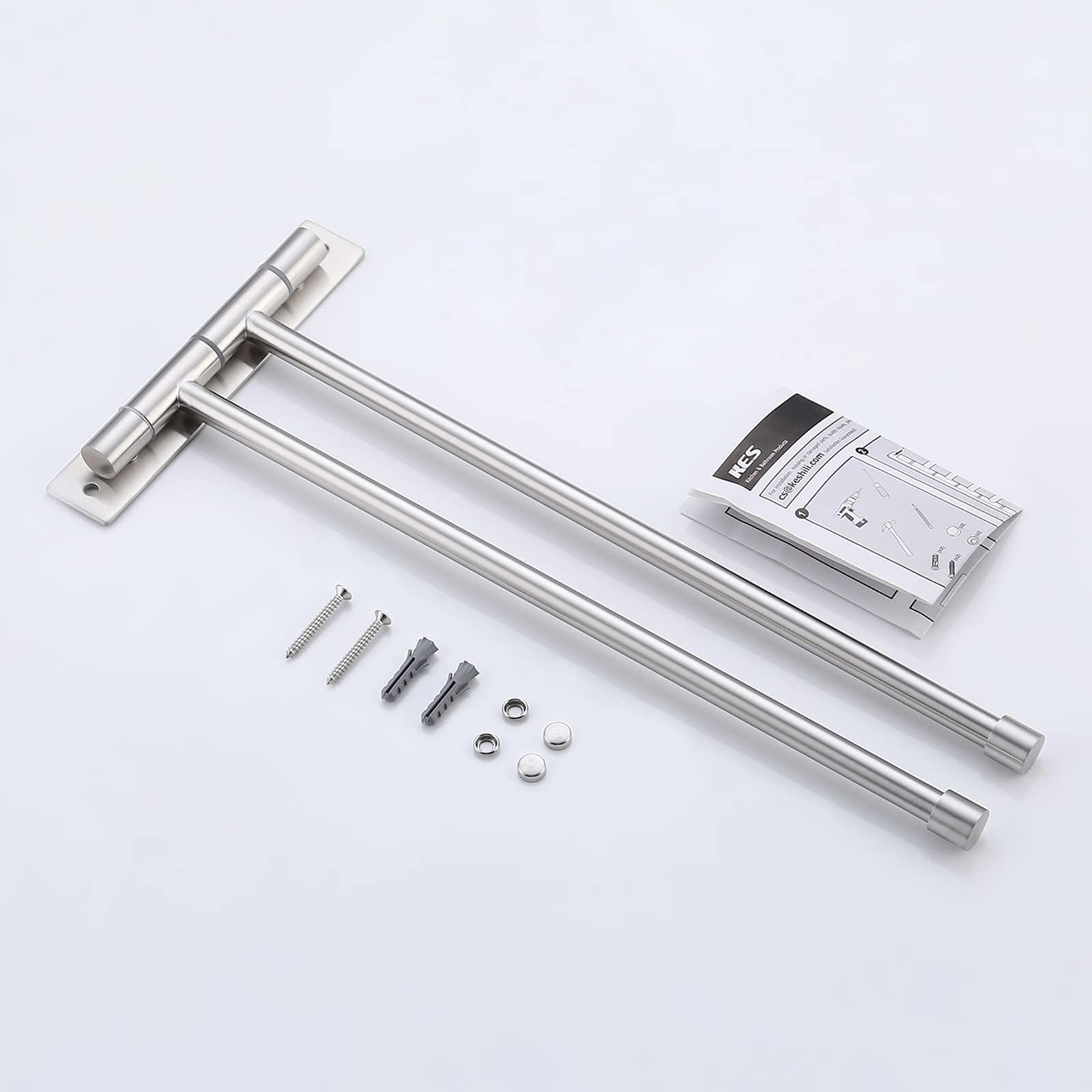 13.8 Inch Swing Mount Towel Bar - 2-Arm Stainless Steel Wall Towel Holder with Brushed Finish (A2102S2-2) | Durable SUS304 for Bathroom, Kitchen & Spa Decor