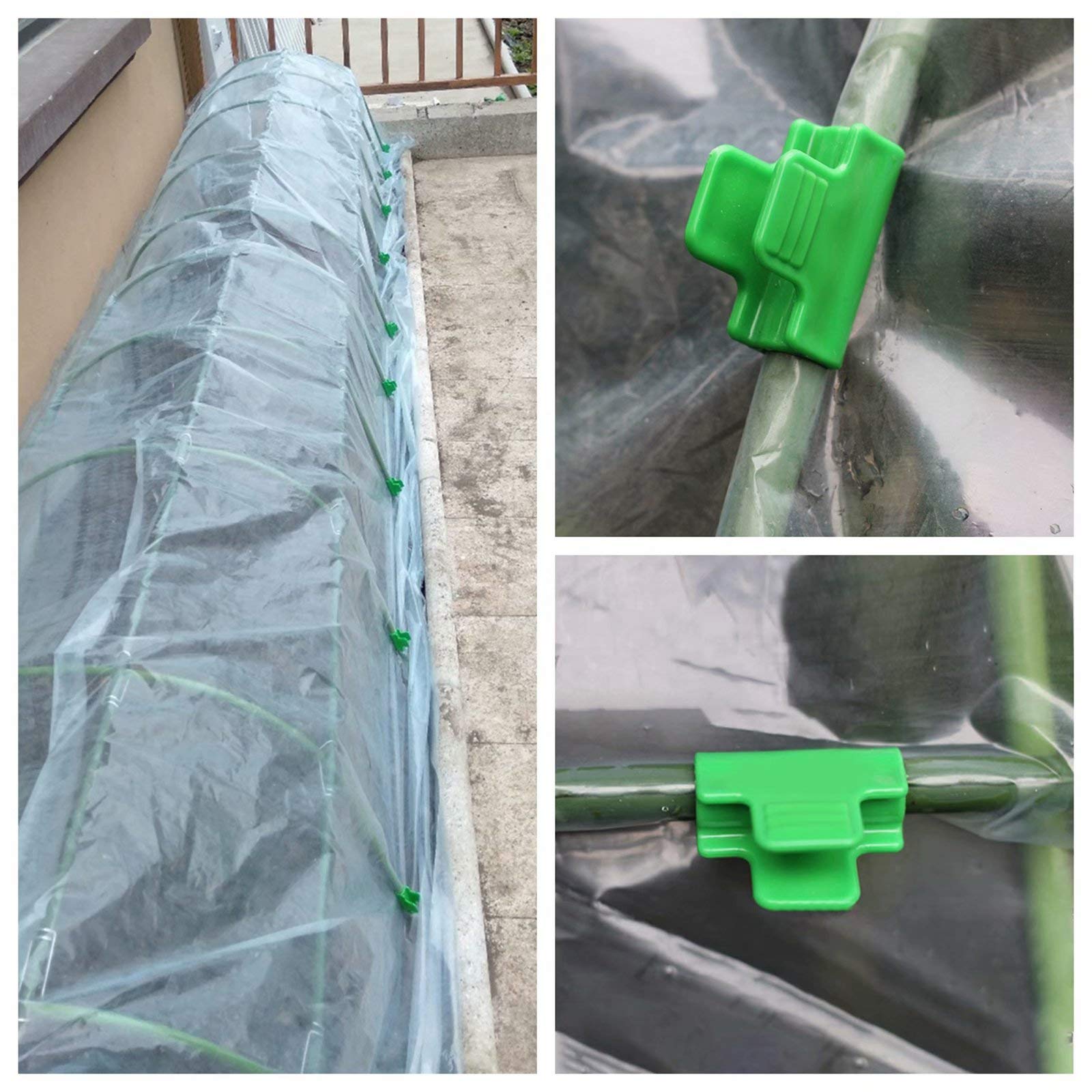 50PCS Greenhouse Clips - 0.43 Inch Plastic Film Clamps for Greenhouse, Shade Net & Row Cover Tunnel | Garden Hoop Clips for Plant Support & Season Extension | Perfect for DIY Greenhouse, Garden Stakes & Plant Protection