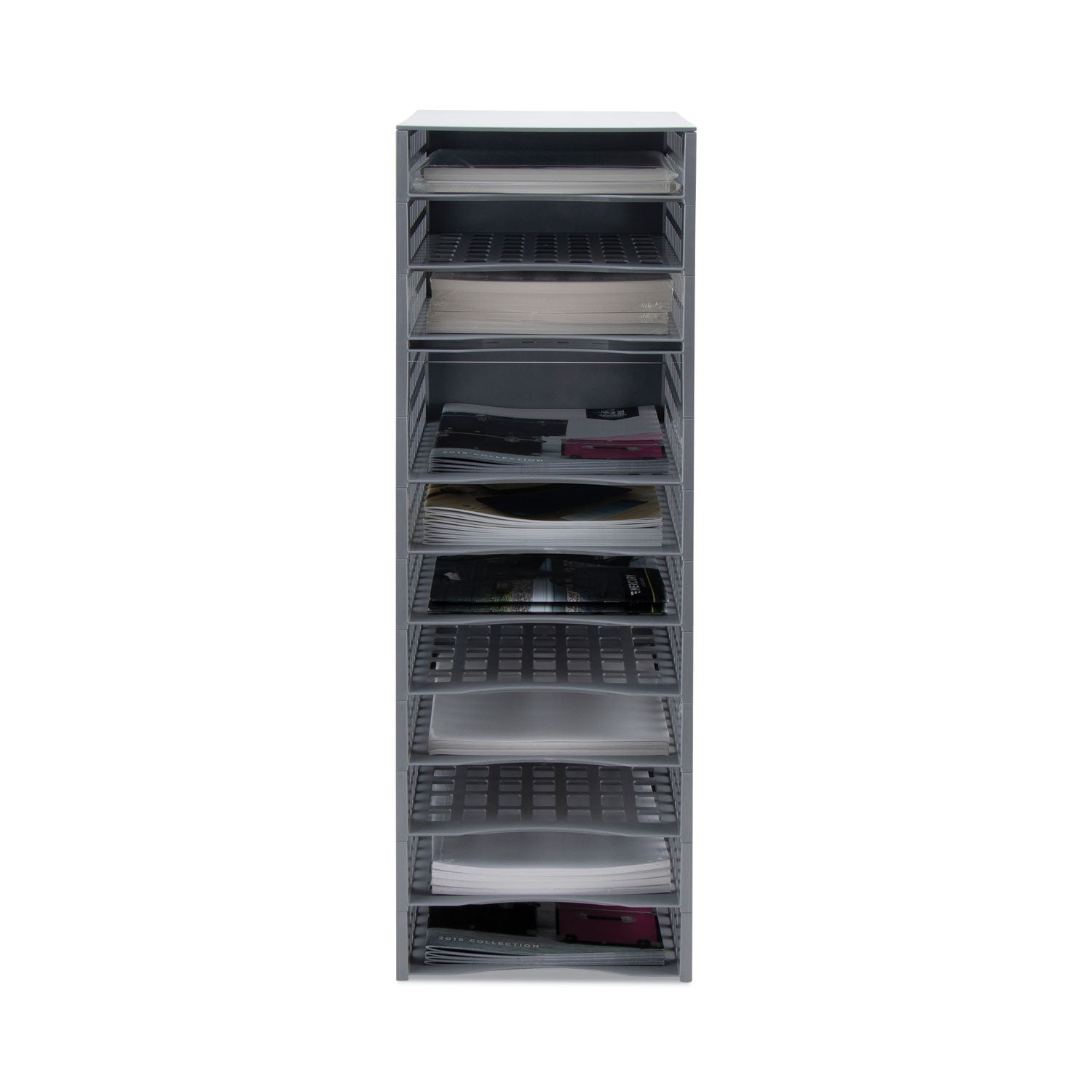 Advantus Snap Configurable Tray System - 12 Compartments Organizer, 22.75 x 9.75 x 13 Inches, Gray Storage Bin for Office, Garage, Workshop & Craft Supplies