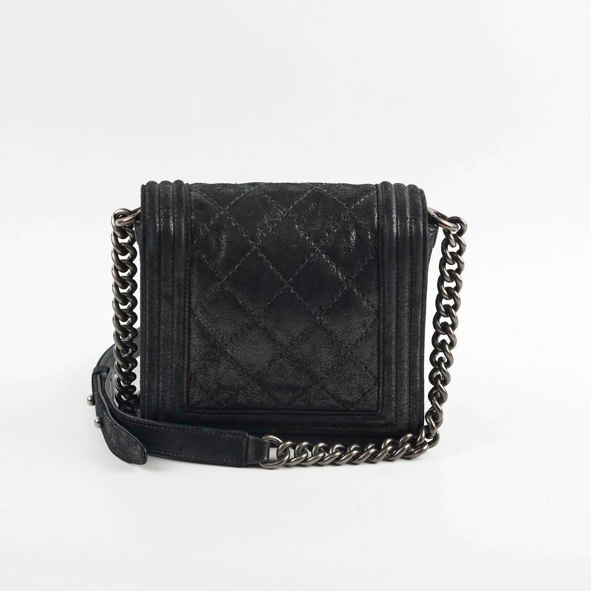 Chanel Square Boy Bag - Genuine Nubuck Suede & Leather Handbag in Black | Luxury Crossbody Purse for Women, Perfect for Evening Parties & Date Nights