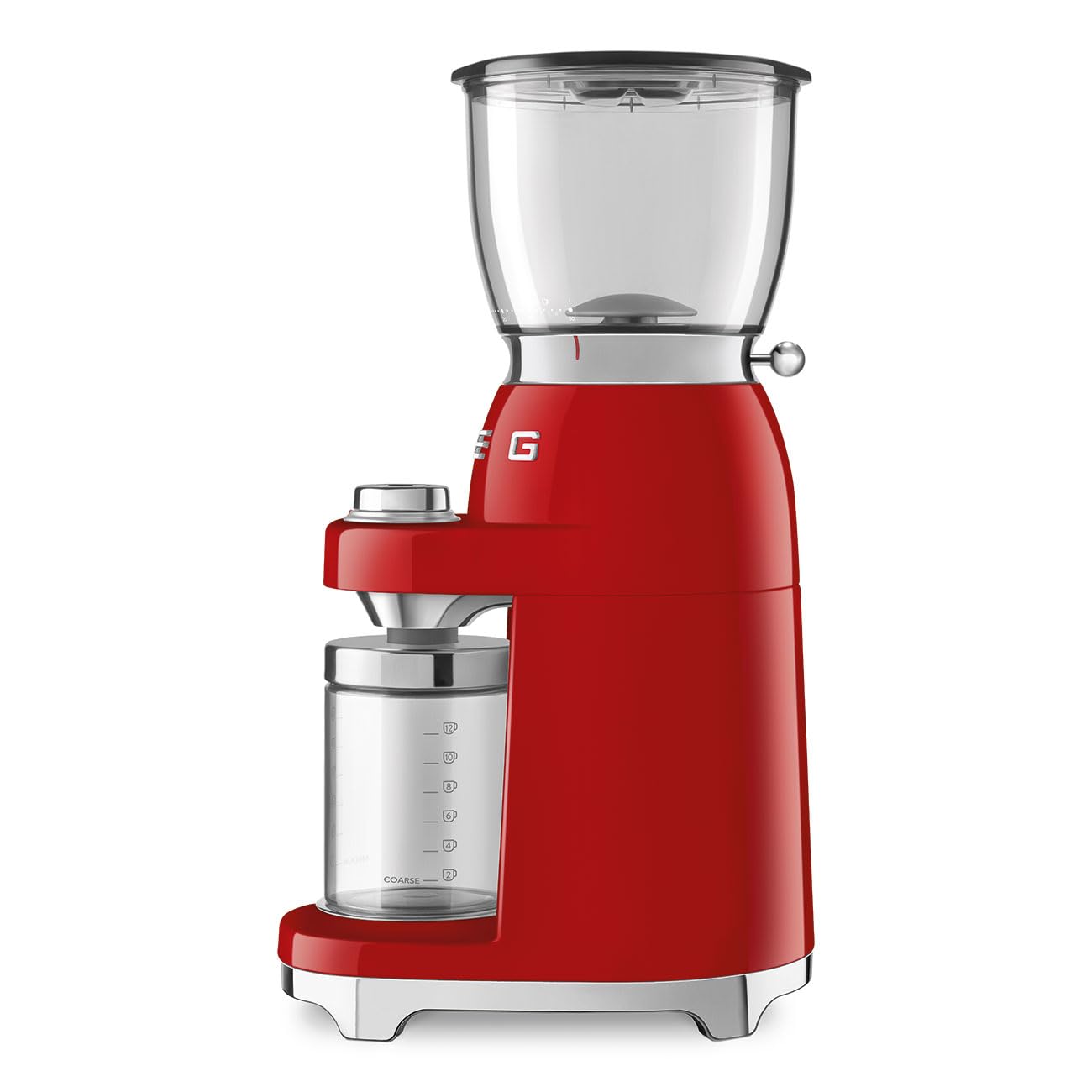 Smeg CGF01RDEU 150W Electric Coffee Grinder - Red Plastic Design for Fresh Ground Coffee | Perfect for Home, Office & Espresso Bars