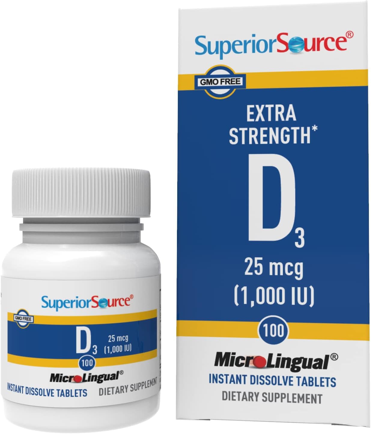 Superior Source Vitamin D3 1000 IU Sublingual Tablets - Immune Support, Brain & Nervous System Health - Enhances Calcium Absorption for Strong Bones & Teeth - Bariatric Friendly - 100 Fast Dissolving Tablets - Perfect for Daily Wellness, Post-Surgery Recovery & Immune Boosting