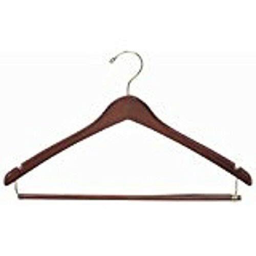 Premium Walnut Wooden Suit Hanger with Brass Locking Pant Bar - 25 Pack | Heavy Duty Coat Rack for Suits, Jackets & Pants | Ideal for Closet Organization, Retail Stores & Dry Cleaning Businesses