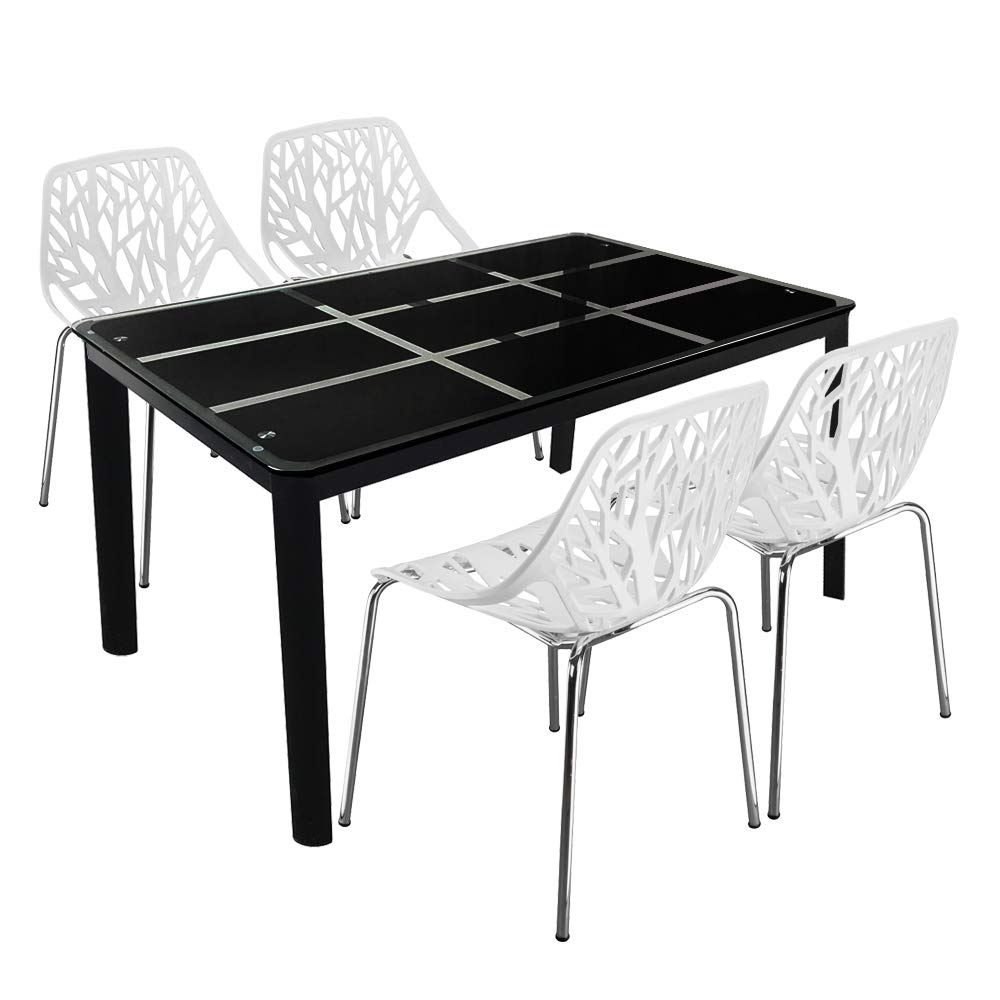 Modern Dining Chairs Set of 4 - Birds Nest Style Lounge Chairs with Sturdy Metal Legs in White for Kitchen, Dining Room, Bedroom & Living Room - Perfect for Home Decor, Entertaining Guests & Daily Comfort
