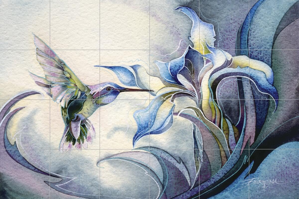 Jody Bergsma Hummingbird Ceramic Backsplash Tile Mural for Kitchen & Bathroom - Handcrafted Art Tile - Perfect for Home Decor & Renovation