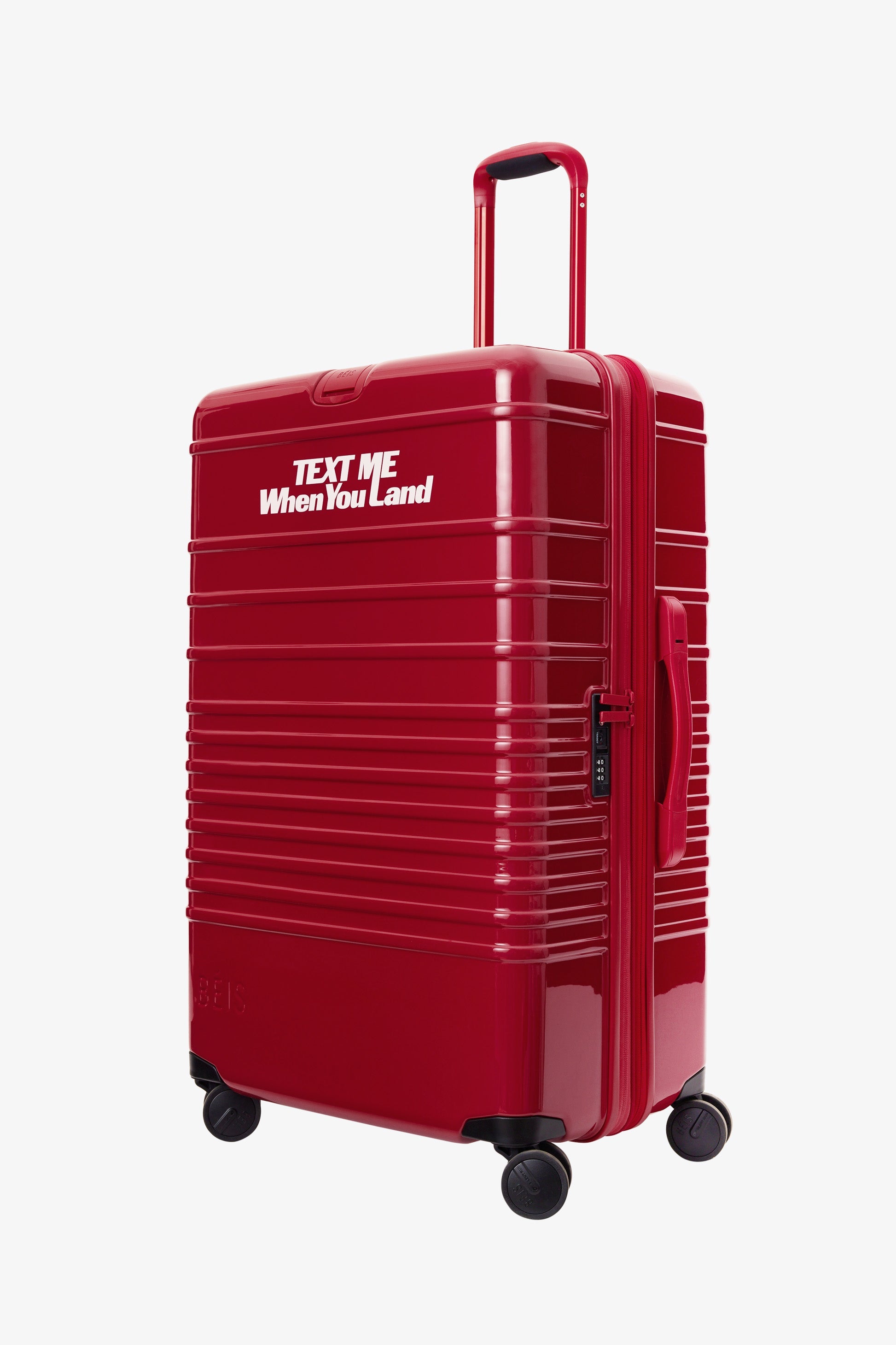 Large Check-In Roller Suitcase in Text Me Red - Perfect for Air Travel, Business Trips & Vacation Luggage