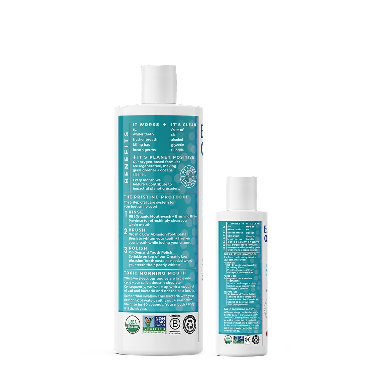 Essential Oxygen BR Certified Organic Brushing Rinse - Natural Alcohol-Free Mouthwash for Whiter Teeth & Fresh Breath | Cinnamint Flavor | 2-Pack (16 Oz Each) | Ideal for Daily Oral Care & Gum Health