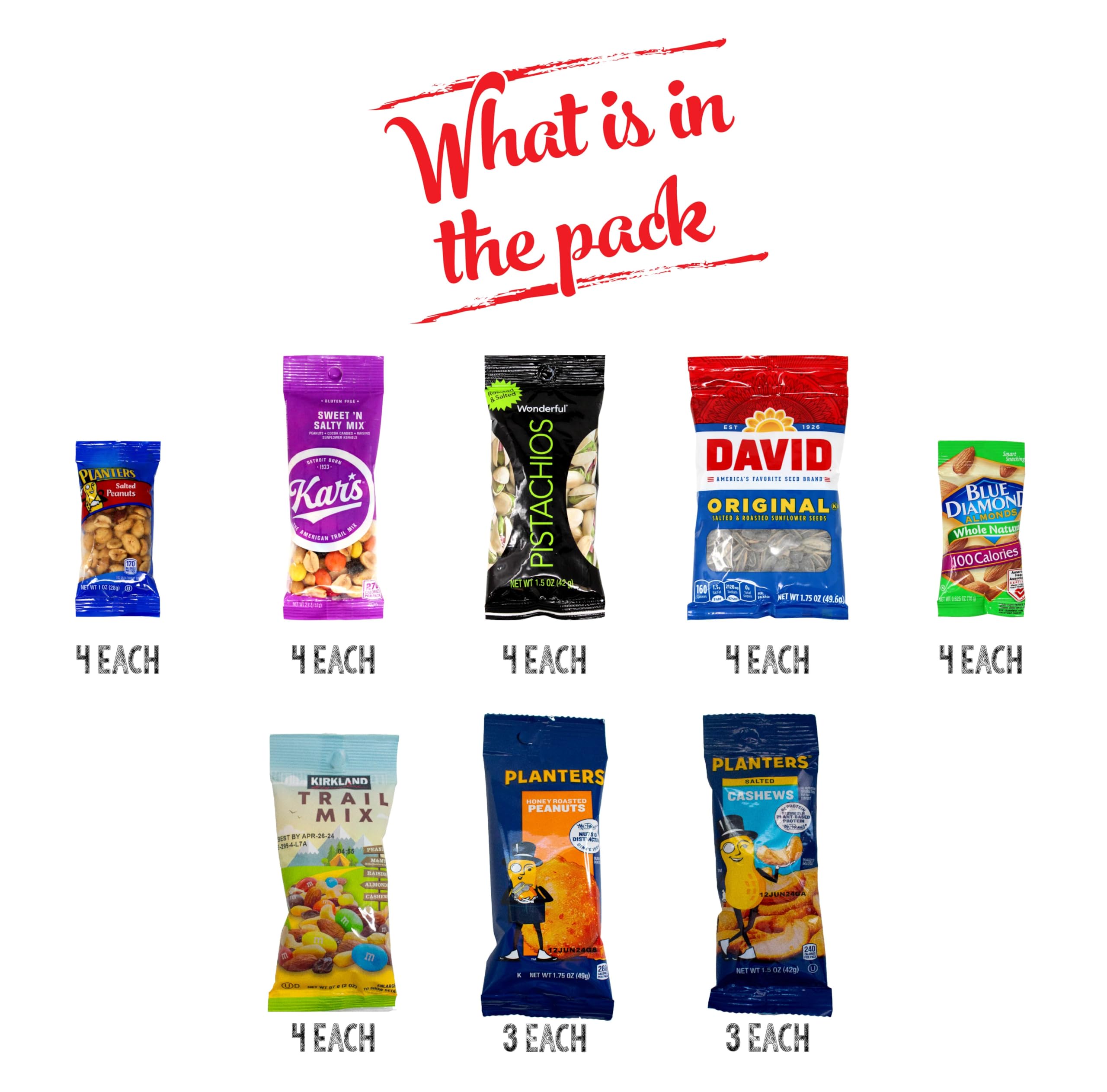 Premium Mixed Nuts Variety Pack | 30 Single-Serve Packets of Healthy Trail Mix Snacks with Almonds, Cashews & Walnuts | Perfect for Office, Gym & Travel Snacking
