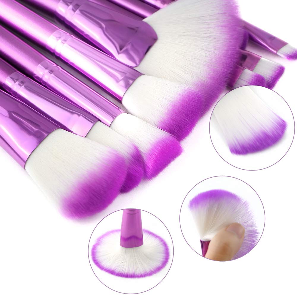 Premium Urban SS Makeup Brush Set - 12-Piece Purple Cosmetic Brushes for Foundation, Powder, Cream & Eyeshadow Blending | Essential Beauty Tools for Professional & Everyday Makeup Application