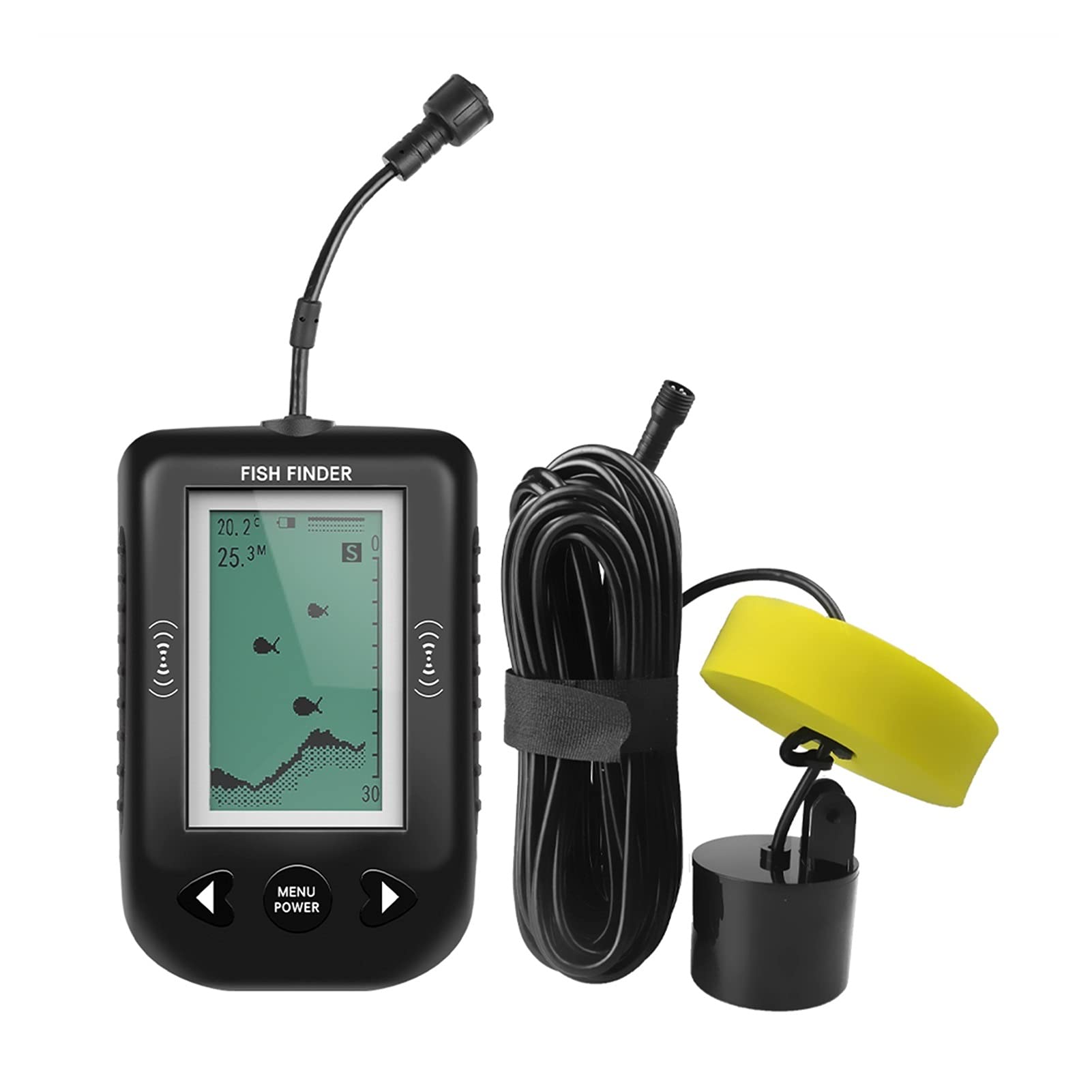 Professional Fishfinder with Sonar & Alarm - 0.6-100m Depth Range Fishing Echo Sounder Transducer | Perfect for Deep Sea, Lake & Ice Fishing Adventures