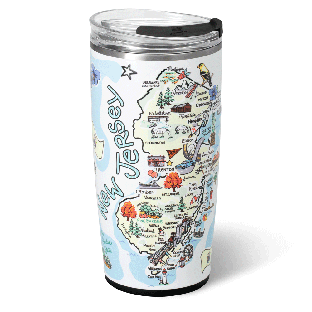 Premium 22oz New Jersey Tumbler - Insulated Stainless Steel Travel Mug with Lid & Straw - Perfect for Coffee, Tea & Cold Drinks at Home, Office or Gym