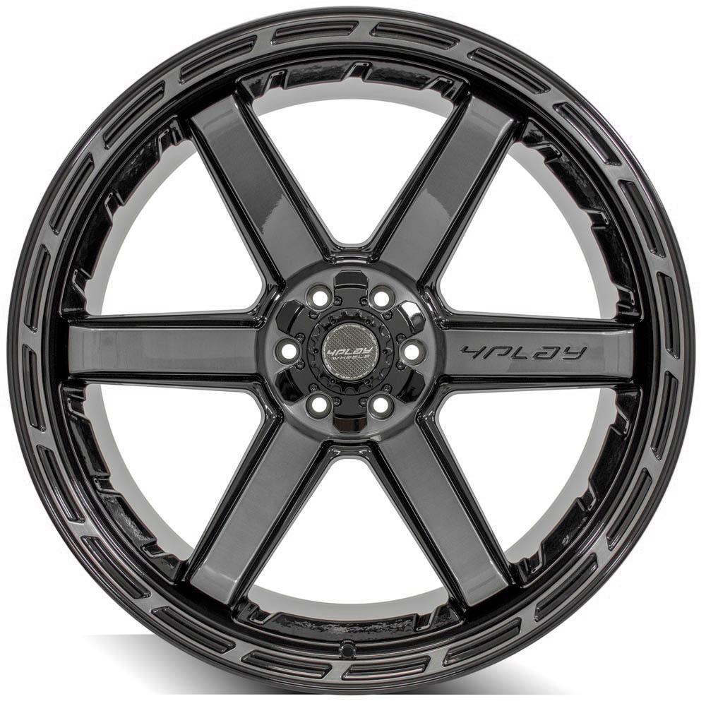 4Play Gen3 4P63 Gloss Black Wheels 24x12.0 with Brushed Face & Tinted Clear - 6x139.7/6x135mm Bolt Pattern, 106.1mm Hub - Perfect for Off-Road Trucks, SUVs, and Custom Builds