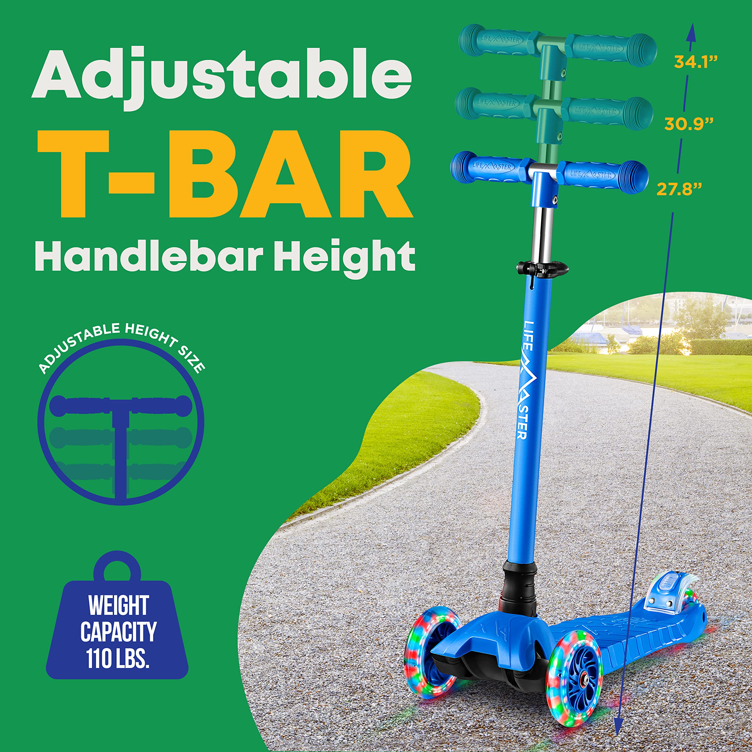 **Best Kids Scooter for Toddlers & Children - 3 Wheel Kick Scooter with LED Lights, Adjustable Handlebar - Safe for Indoor & Outdoor Use - Perfect for Playground, Park & Neighborhood Rides**