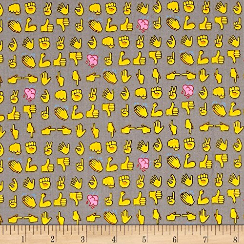 Windham Fabrics Textme Back Hand Signals Grey - Premium Cotton Quilting Fabric for DIY Sewing, Home Decor & Craft Projects