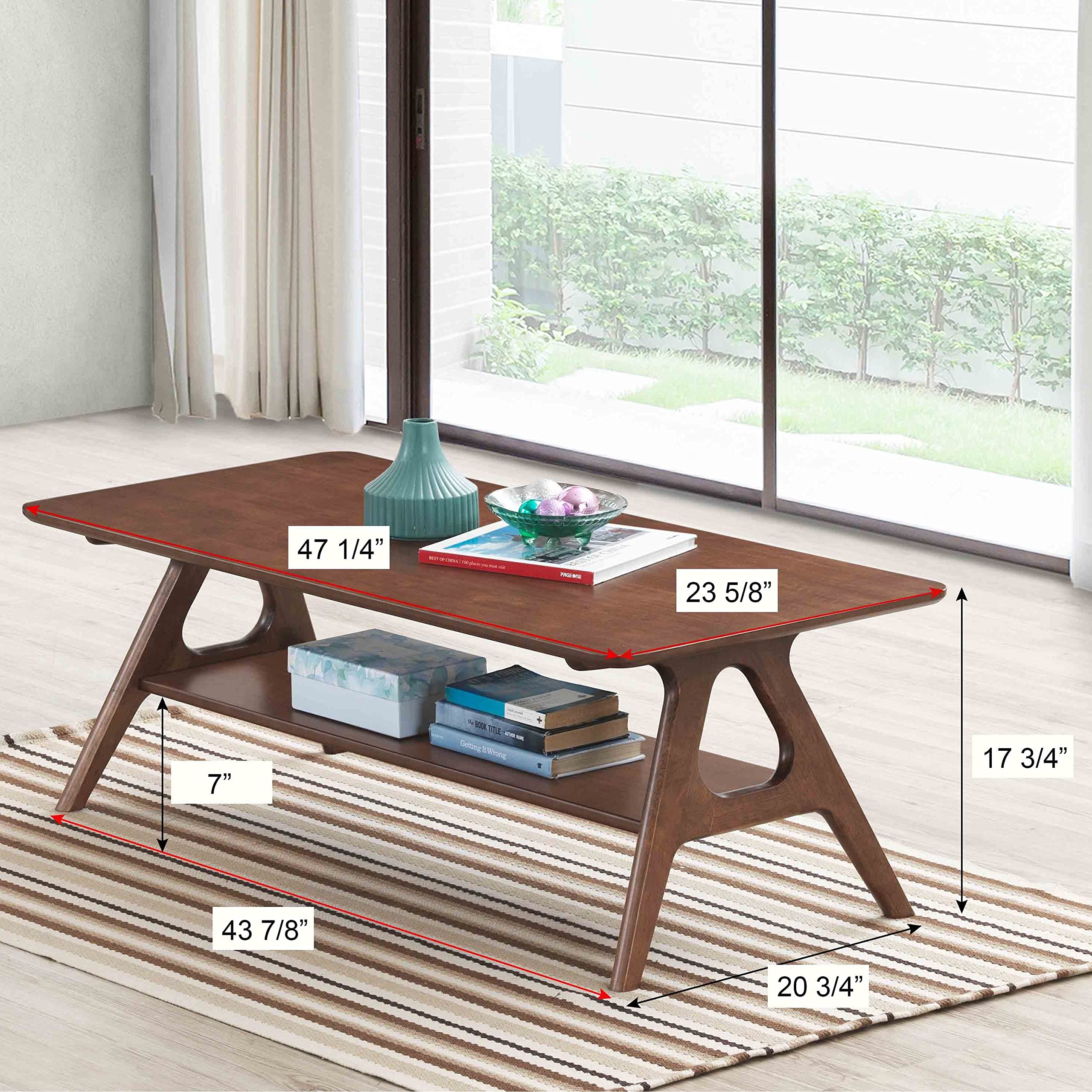 Mid-Century Modern Wood Coffee Table with Shelf - Stylish Living Room Furniture for Home Decor | Perfect for Small Spaces & Entertaining