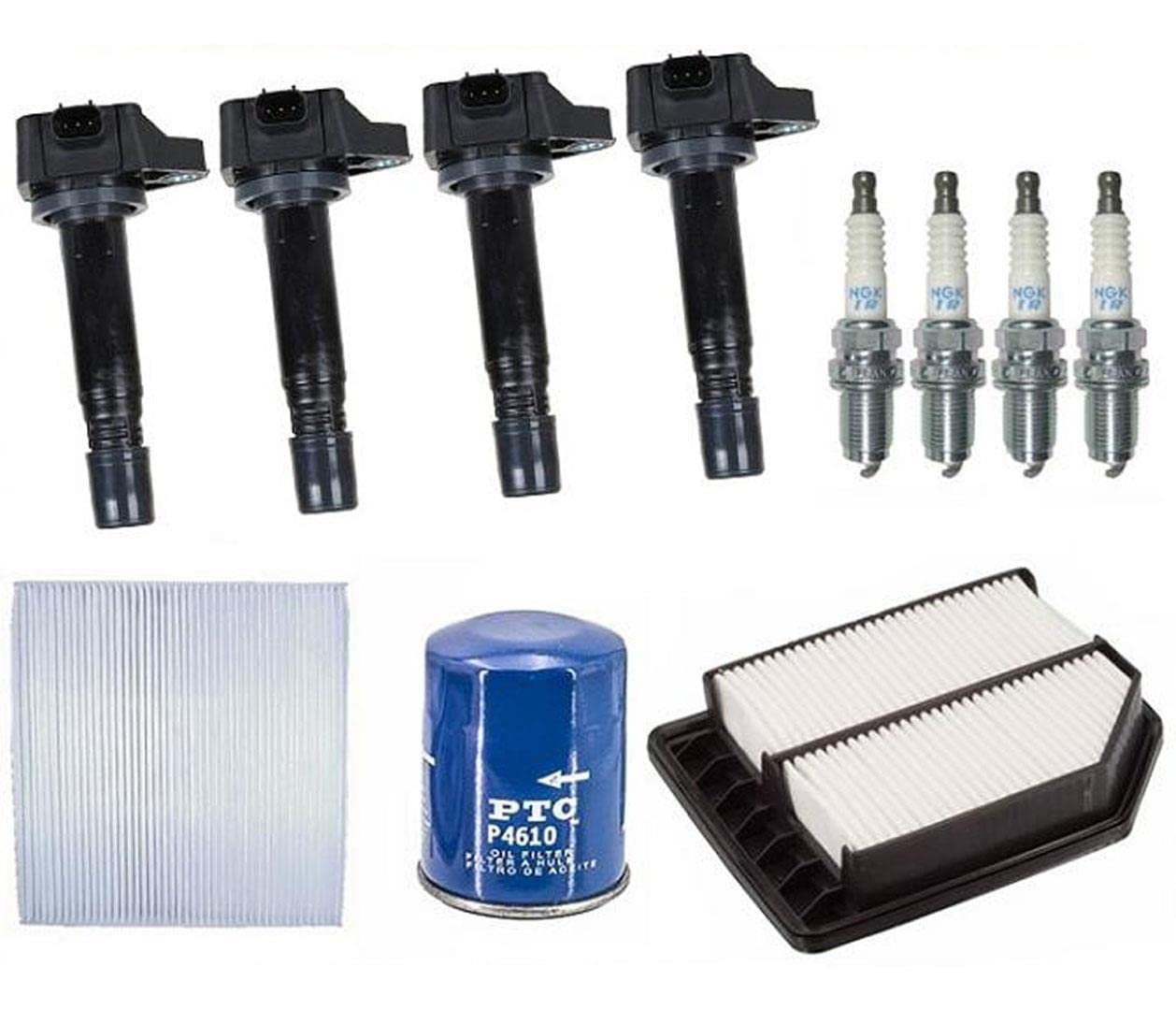 High-Quality Spark Plugs, Ignition Coils & Oil Cabin Air Filter Replacement Kit for 2006-2011 Honda Civic 1.8L - Improve Engine Performance & Air Quality for Daily Commute & Road Trips