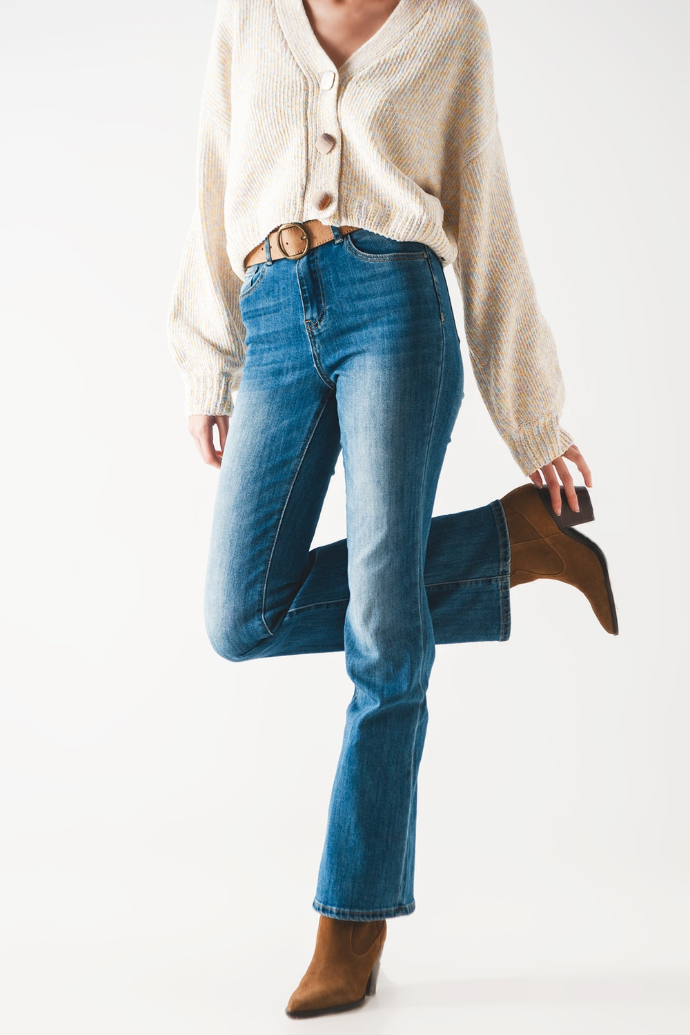 High Waist Bootcut Flared Jeans for Women - Stretchy Denim Pants for Casual & Office Wear
