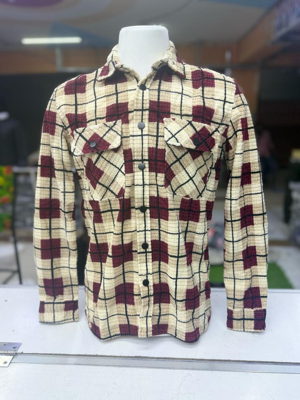Stylish Men's Textured Checkered Long Sleeve Button Down Shirt - Casual Office Wear & Fall Fashion Essential
